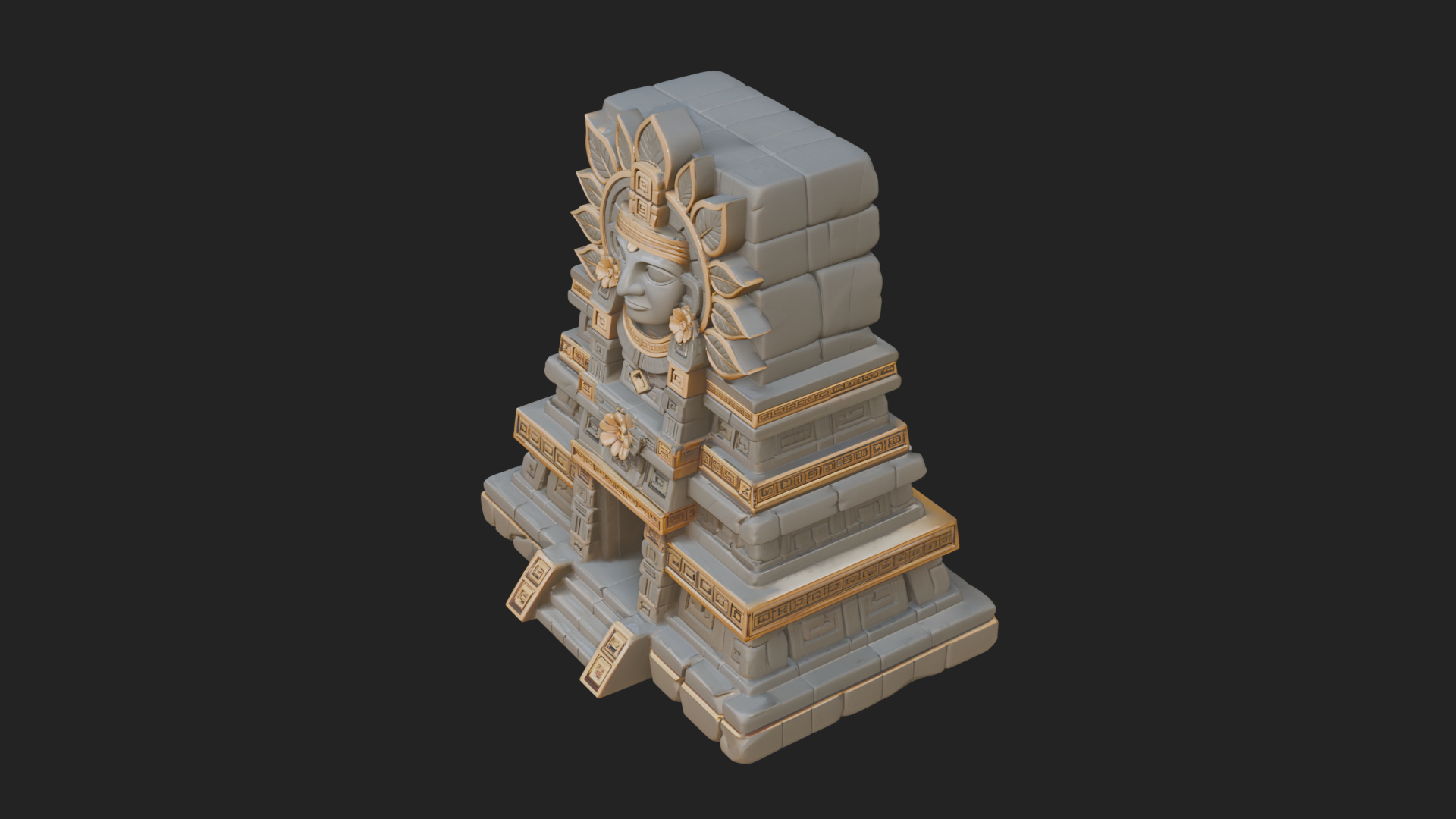Aztec Face Step Temple Design 3 3D Print Model 3D Model