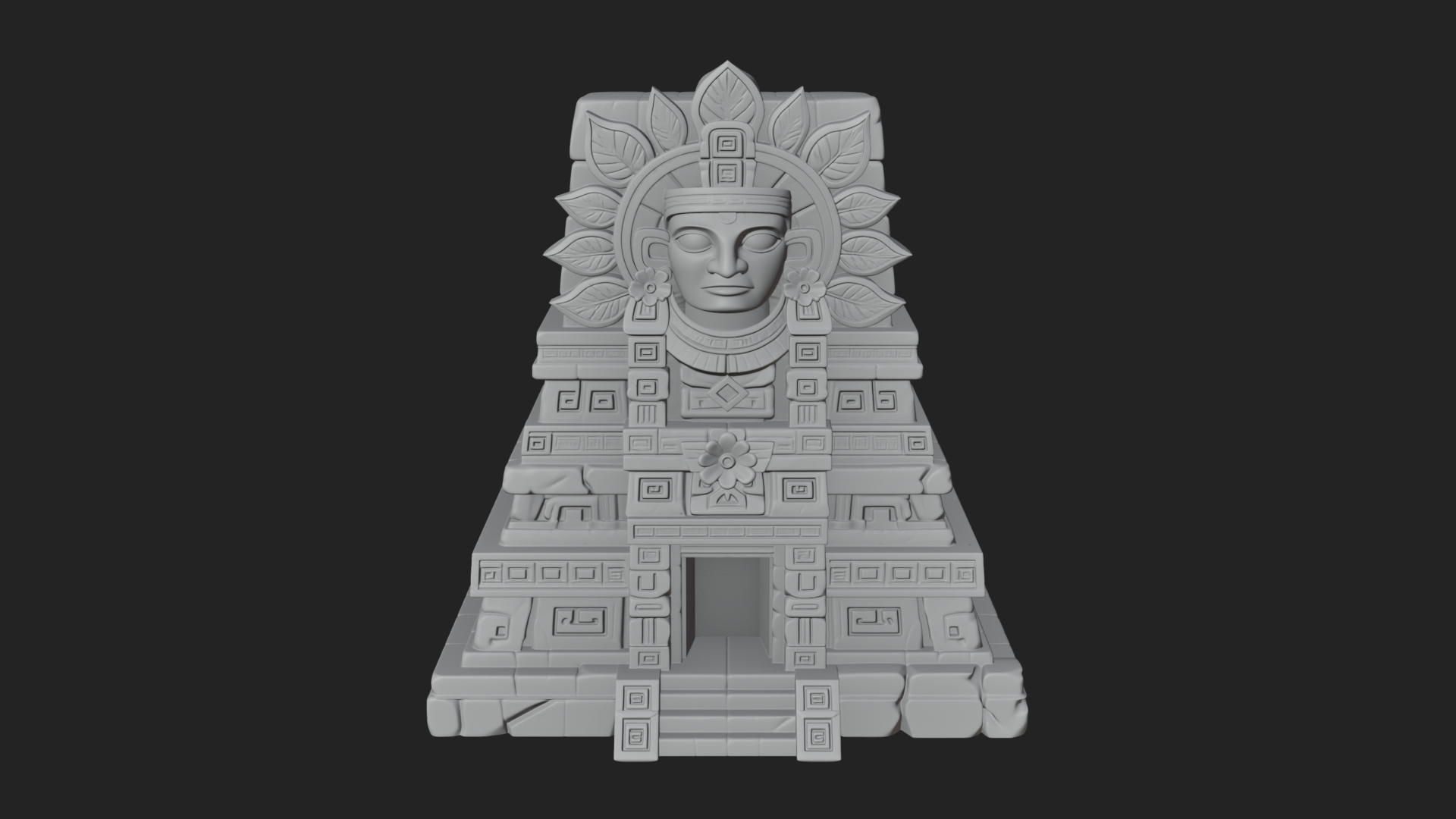 Aztec Face Step Temple Design 3 3D Print Model 3D Model