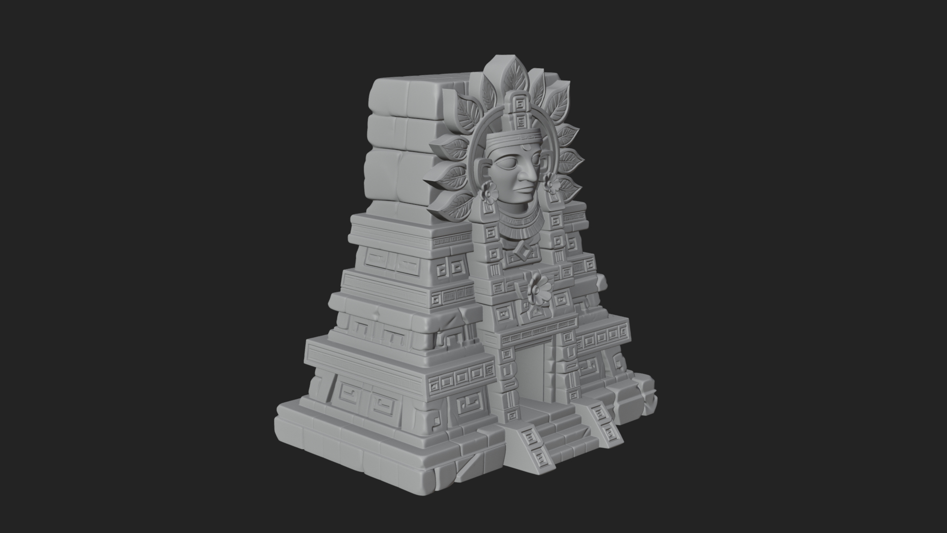 Aztec Face Step Temple Design 3 3D Print Model 3D Model