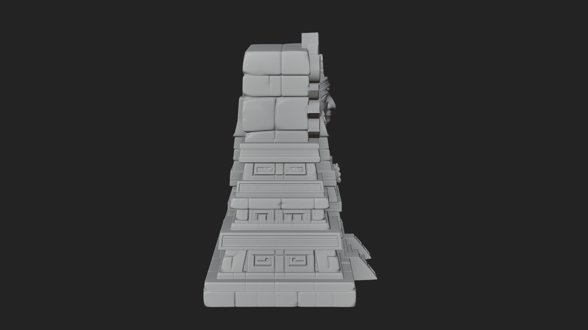 Aztec Face Step Temple Design 3 3D Print Model 3D Model