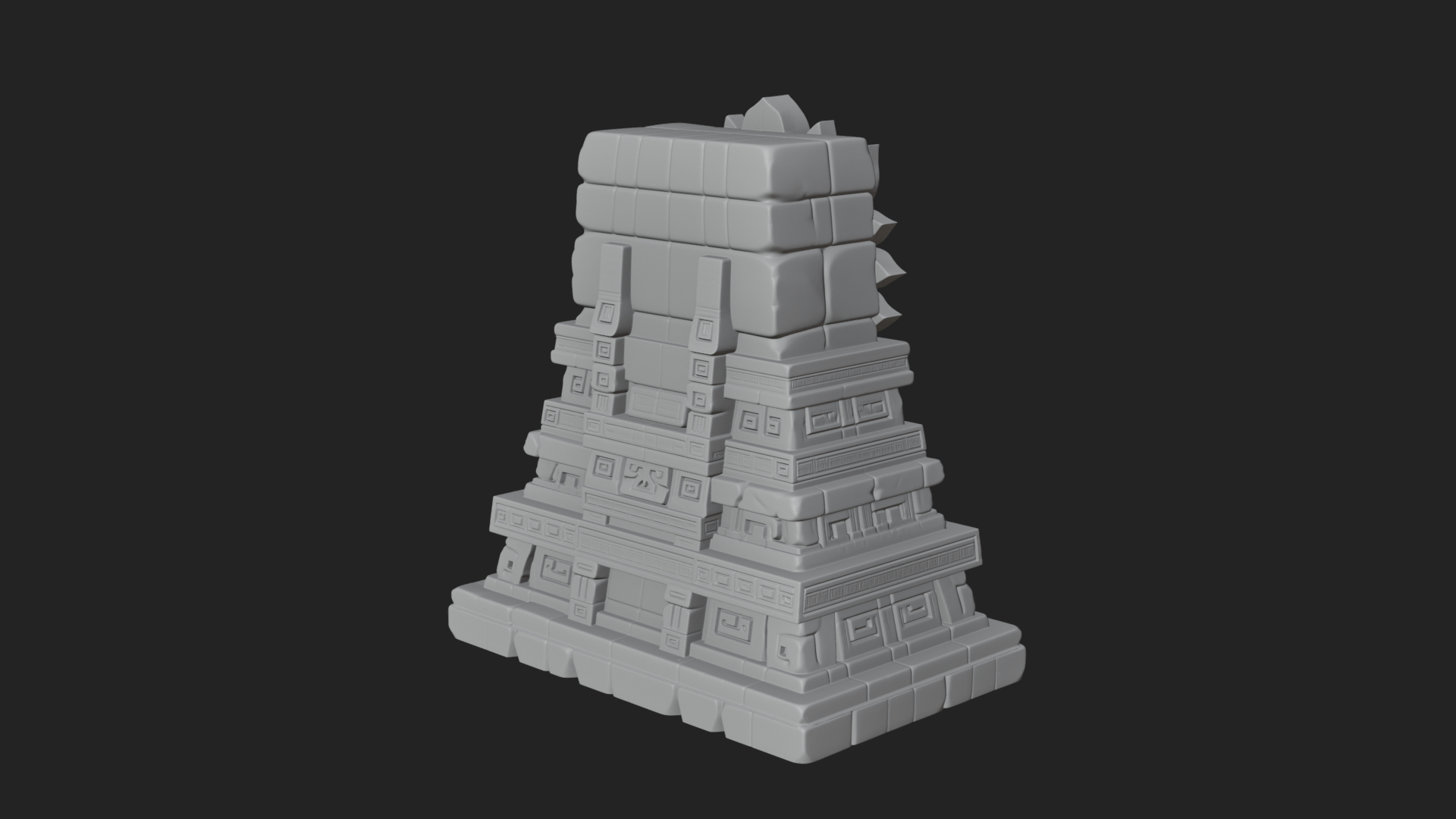 Aztec Face Step Temple Design 3 3D Print Model 3D Model