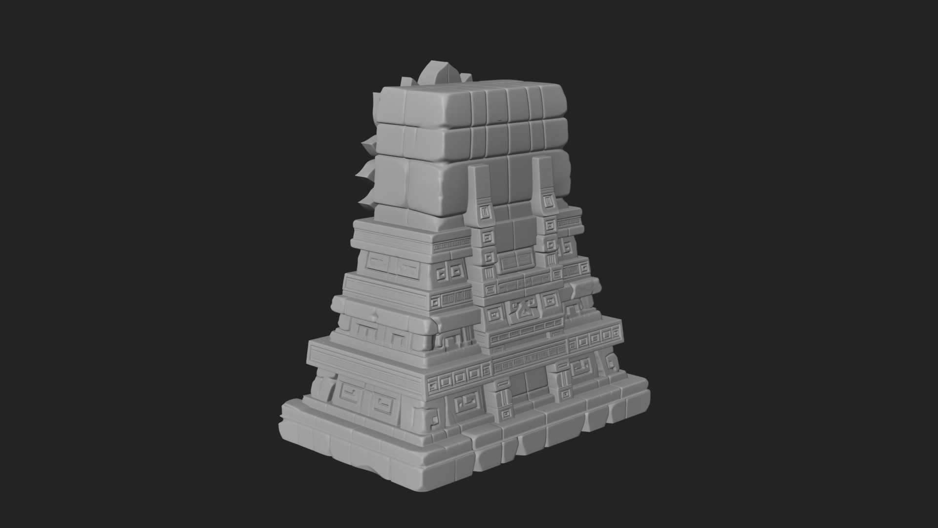 Aztec Face Step Temple Design 3 3D Print Model 3D Model