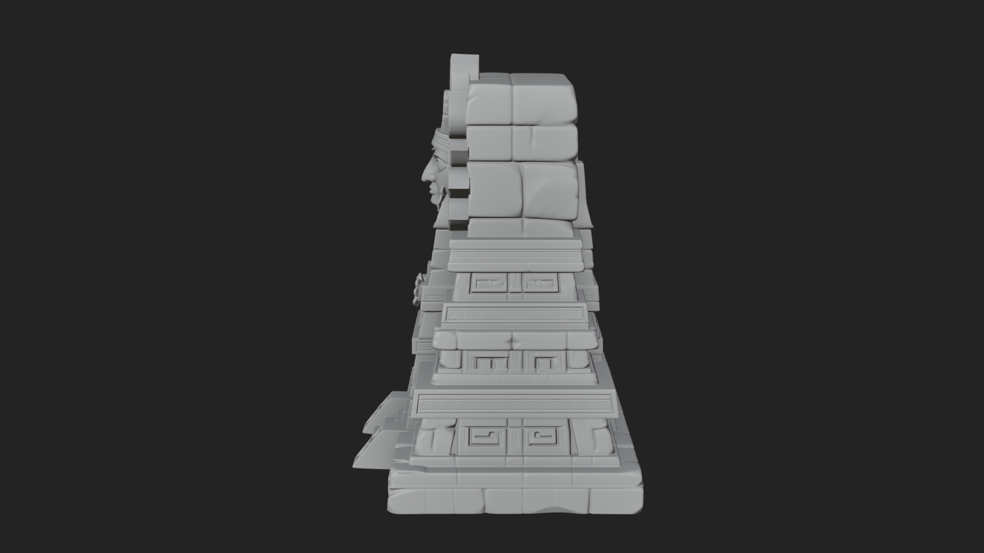 Aztec Face Step Temple Design 3 3D Print Model 3D Model