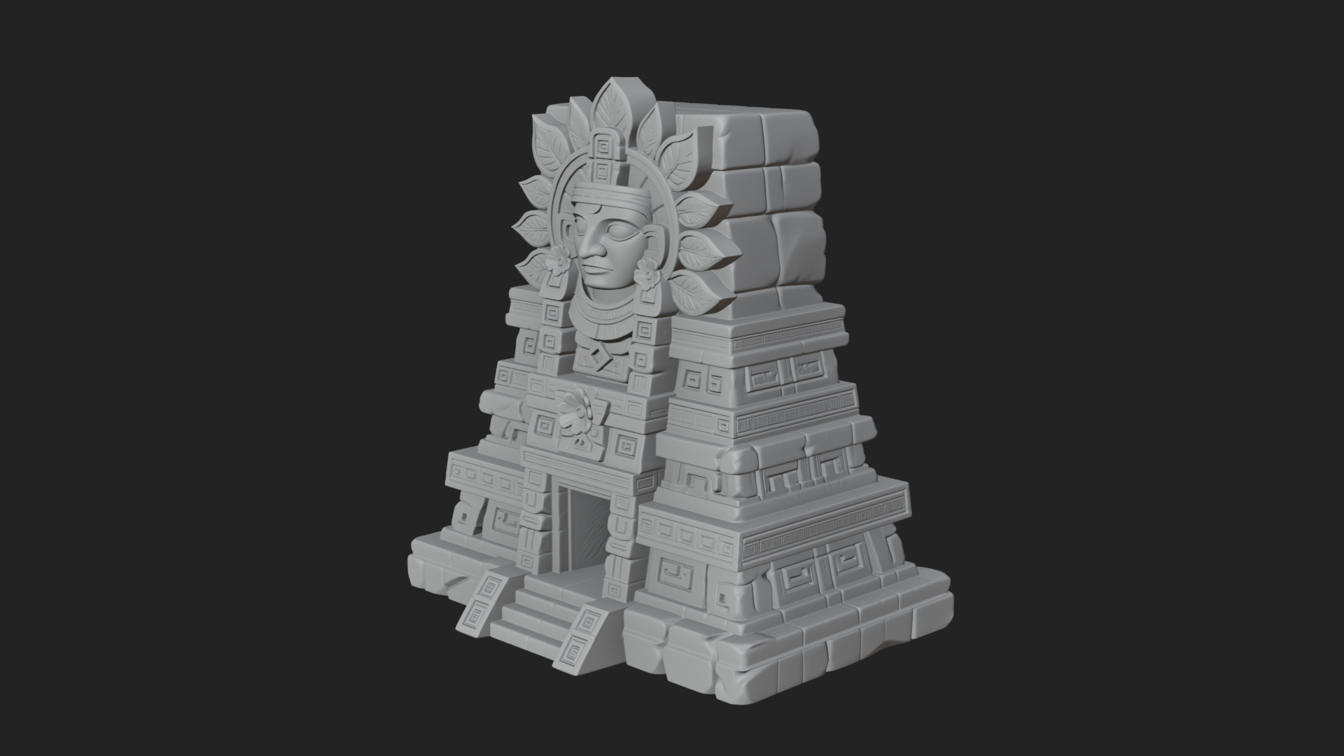 Aztec Face Step Temple Design 3 3D Print Model 3D Model