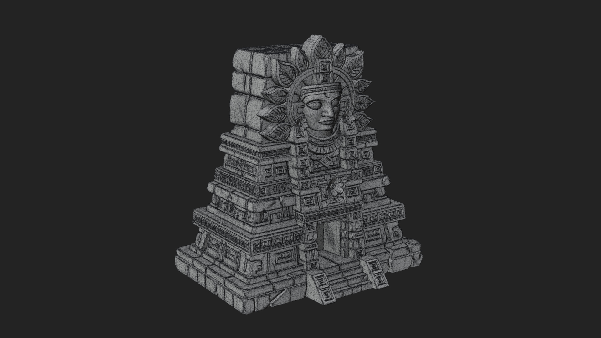 Aztec Face Step Temple Design 3 3D Print Model 3D Model