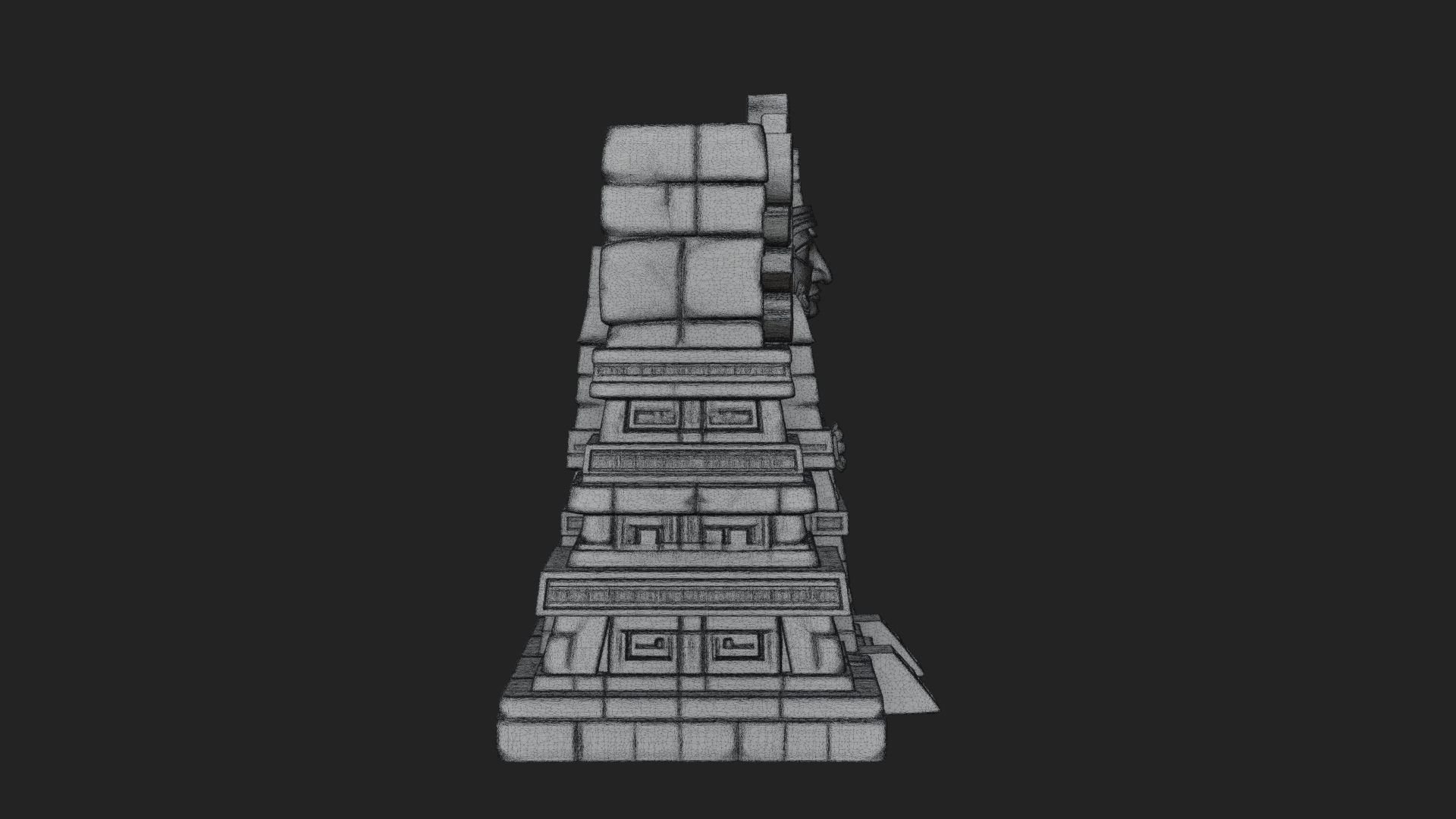 Aztec Face Step Temple Design 3 3D Print Model 3D Model