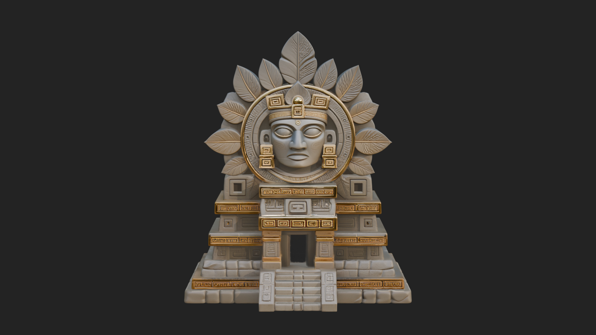 Aztec Face Step Temple Design 4 3D Print Model 3D Model