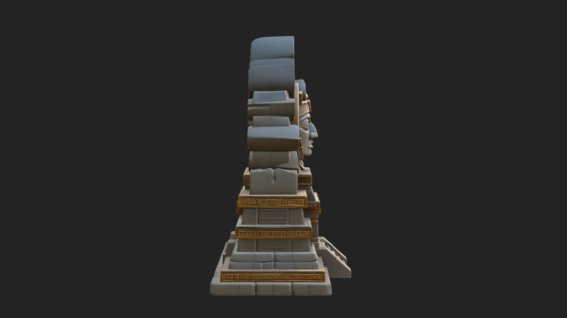 Aztec Face Step Temple Design 4 3D Print Model 3D Model
