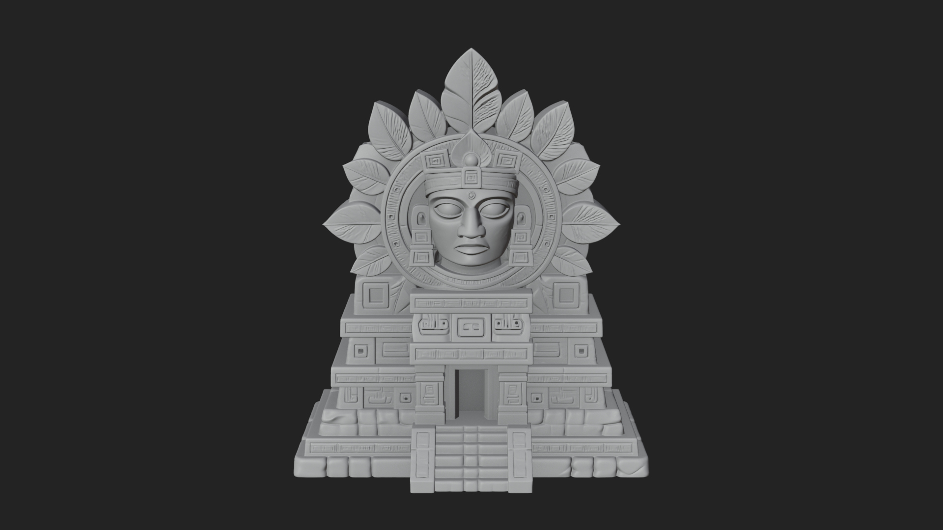 Aztec Face Step Temple Design 4 3D Print Model 3D Model