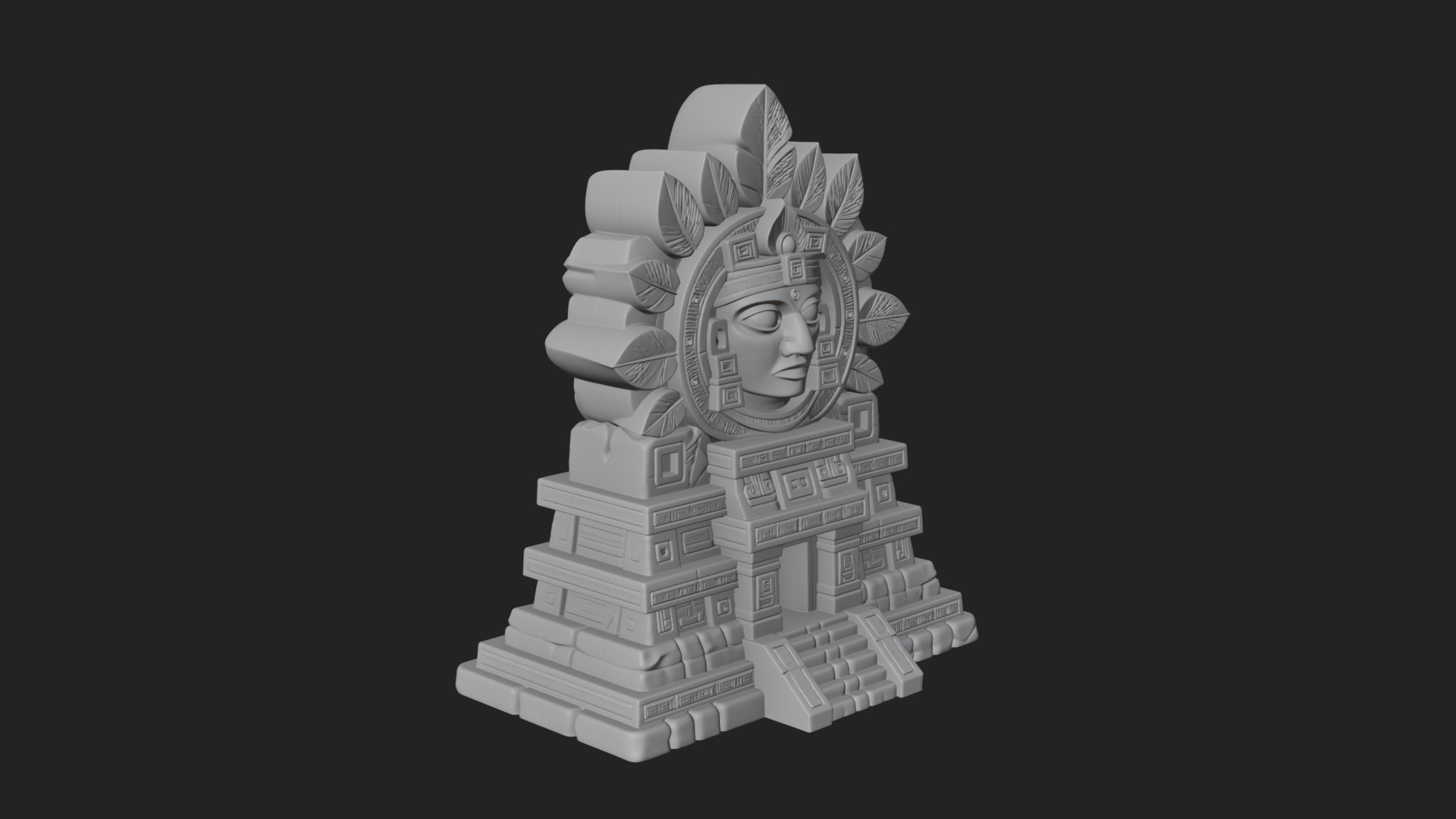 Aztec Face Step Temple Design 4 3D Print Model 3D Model