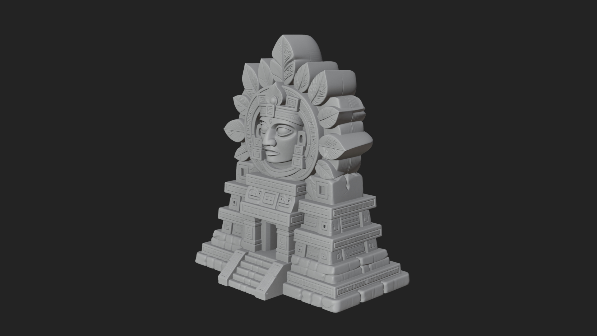 Aztec Face Step Temple Design 4 3D Print Model 3D Model