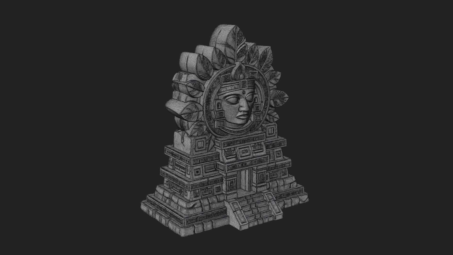 Aztec Face Step Temple Design 4 3D Print Model 3D Model