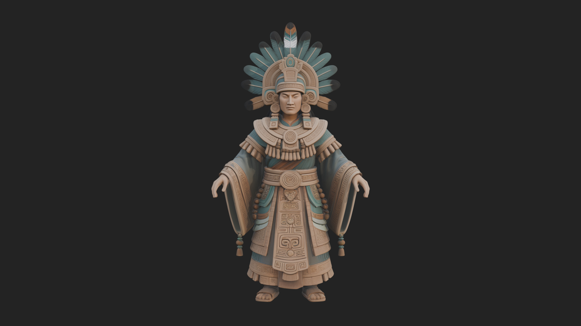 Aztec Feathered Noble Statue Design 1 3D Print Model 3D Model