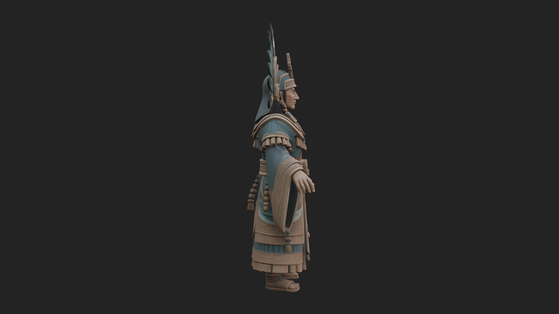 Aztec Feathered Noble Statue Design 1 3D Print Model 3D Model