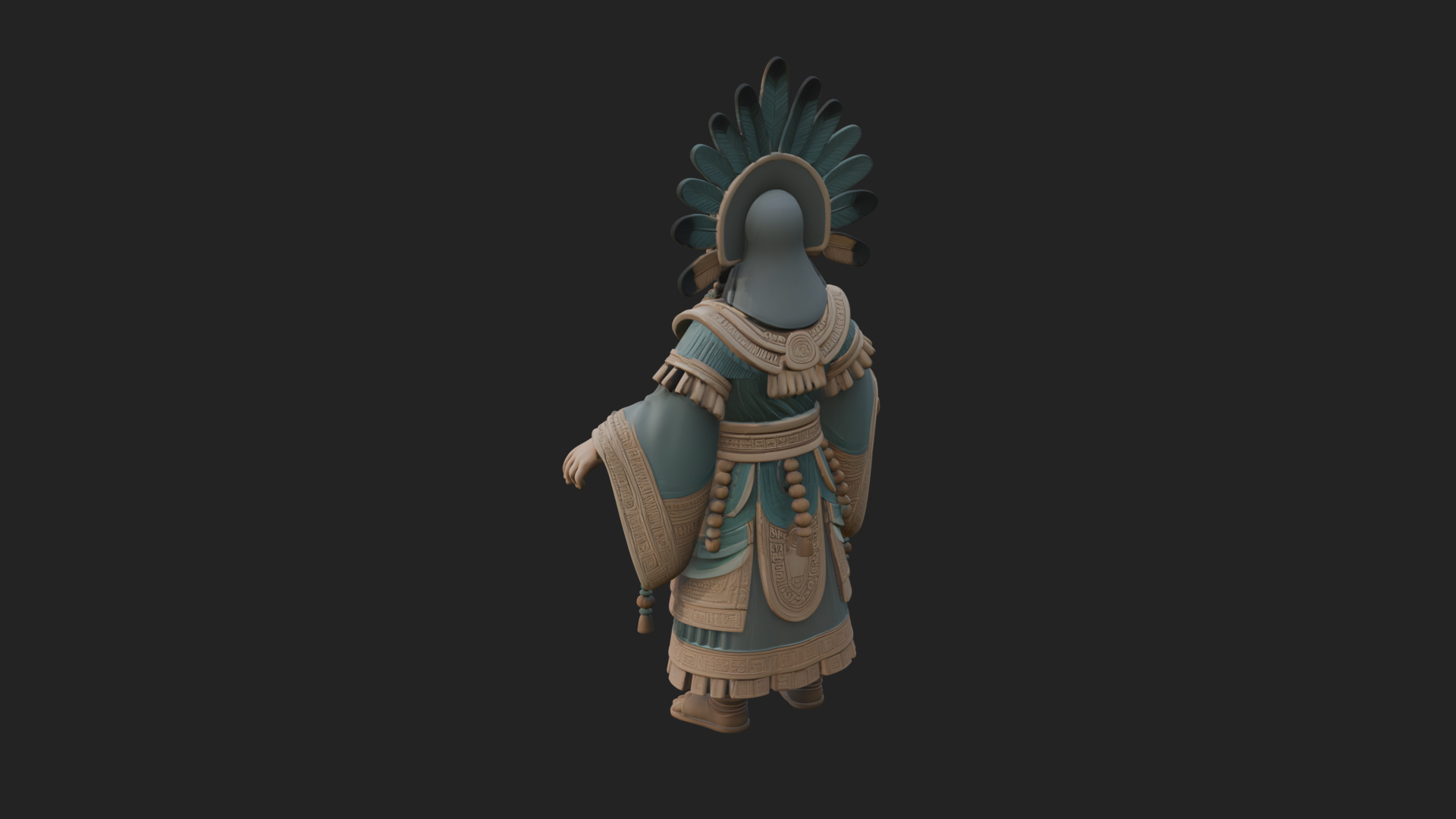 Aztec Feathered Noble Statue Design 1 3D Print Model 3D Model