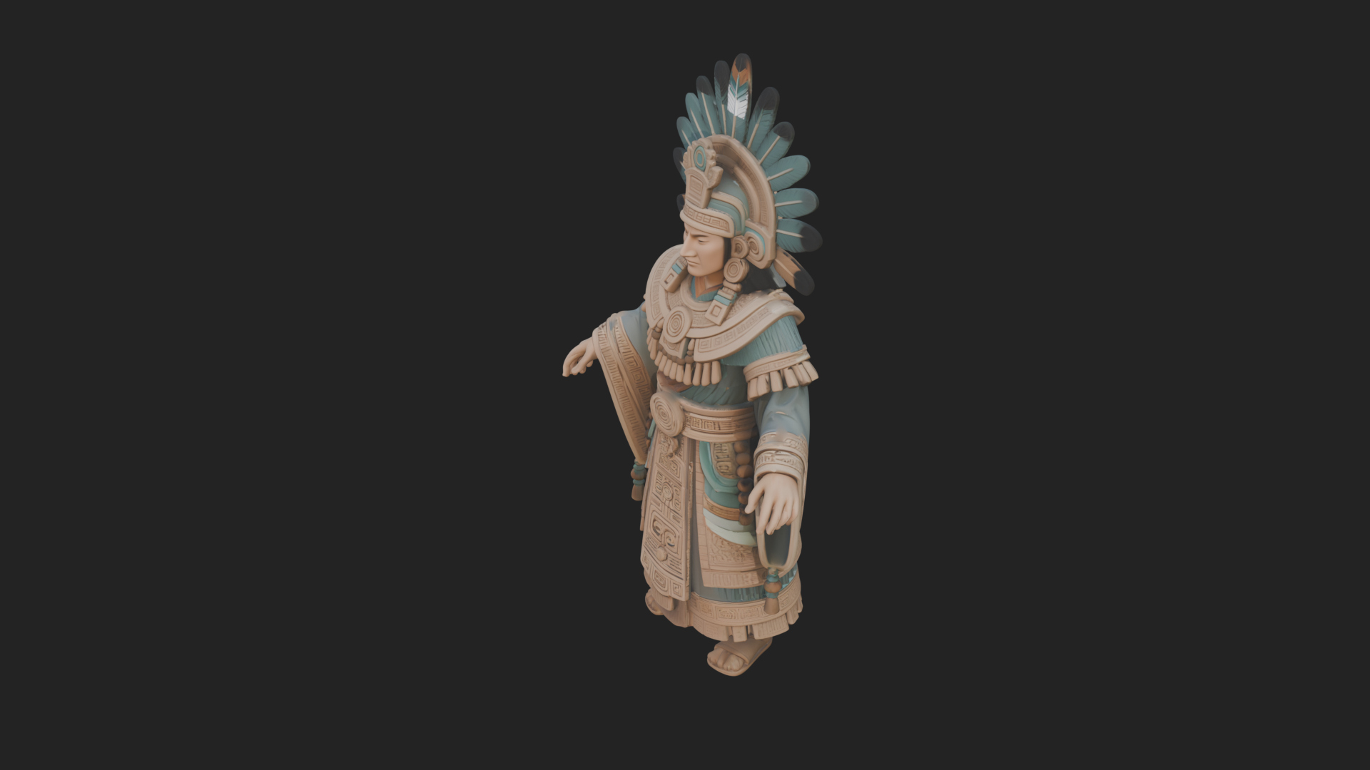Aztec Feathered Noble Statue Design 1 3D Print Model 3D Model
