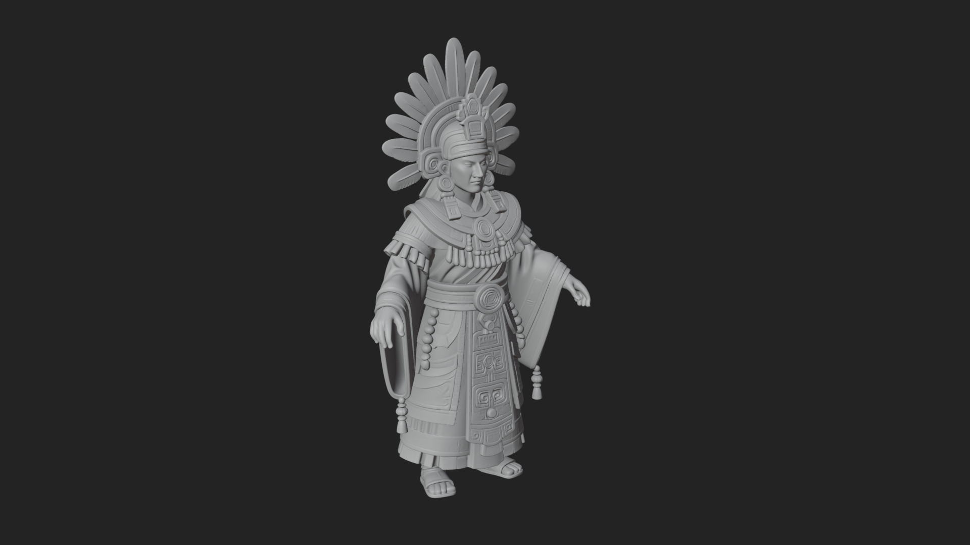 Aztec Feathered Noble Statue Design 1 3D Print Model 3D Model