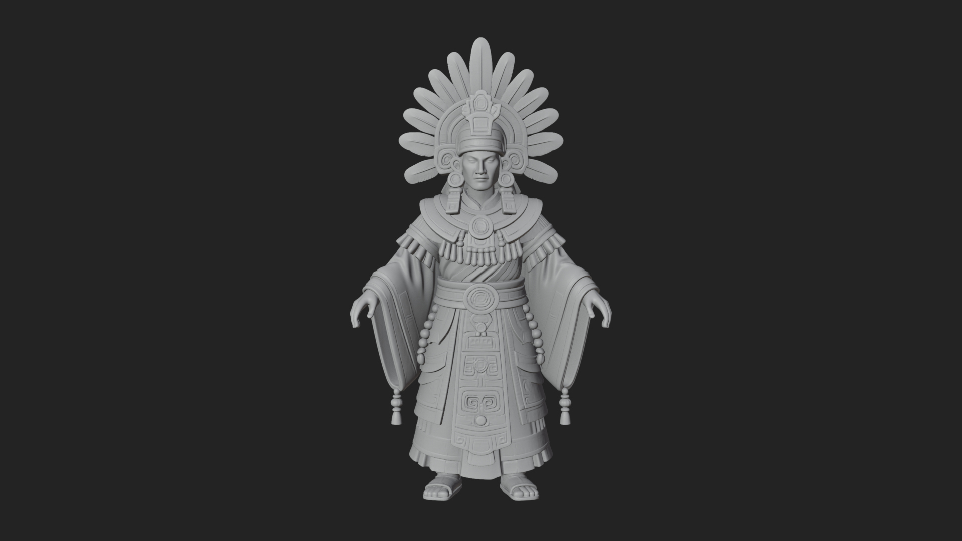 Aztec Feathered Noble Statue Design 1 3D Print Model 3D Model