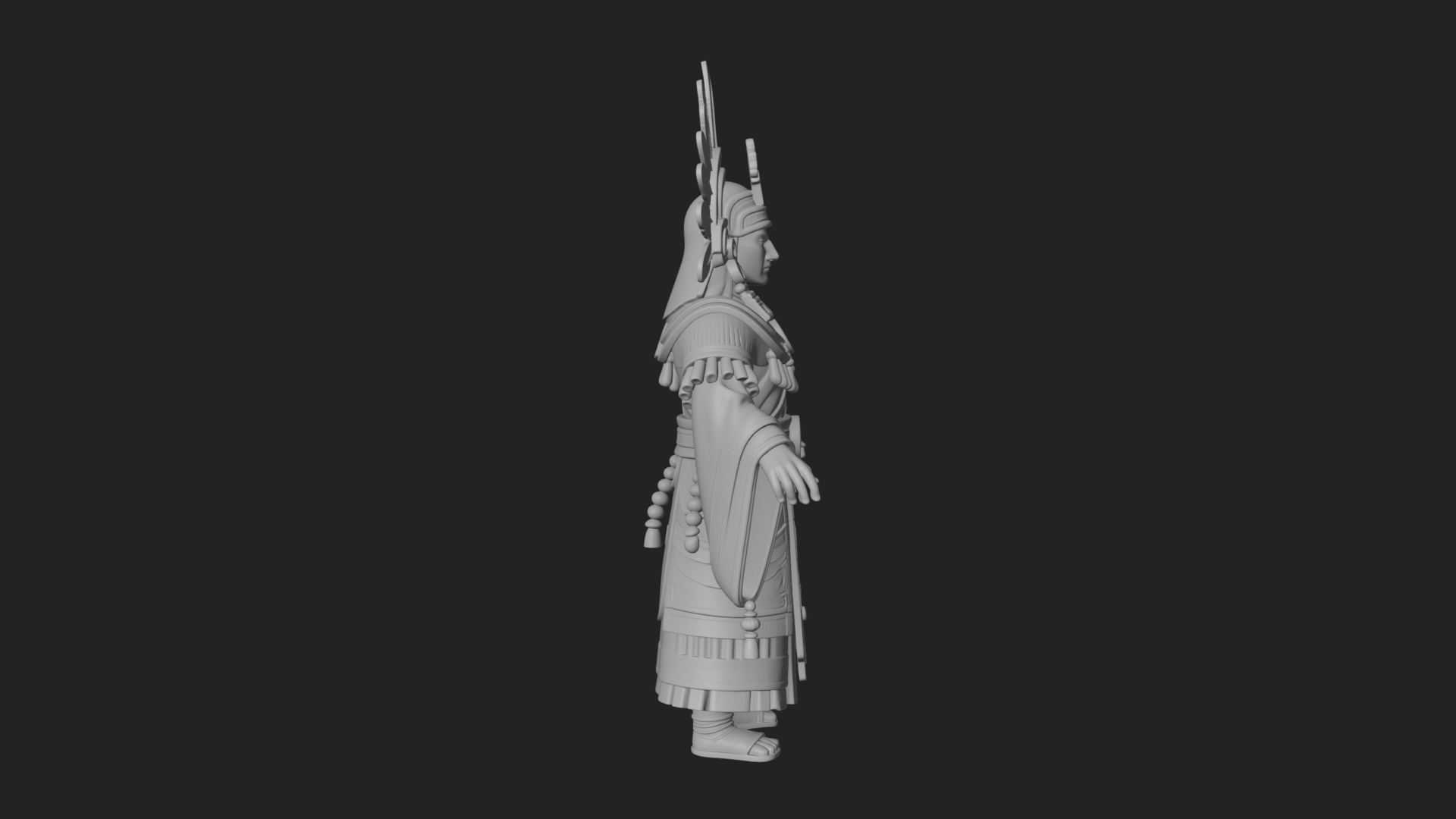 Aztec Feathered Noble Statue Design 1 3D Print Model 3D Model