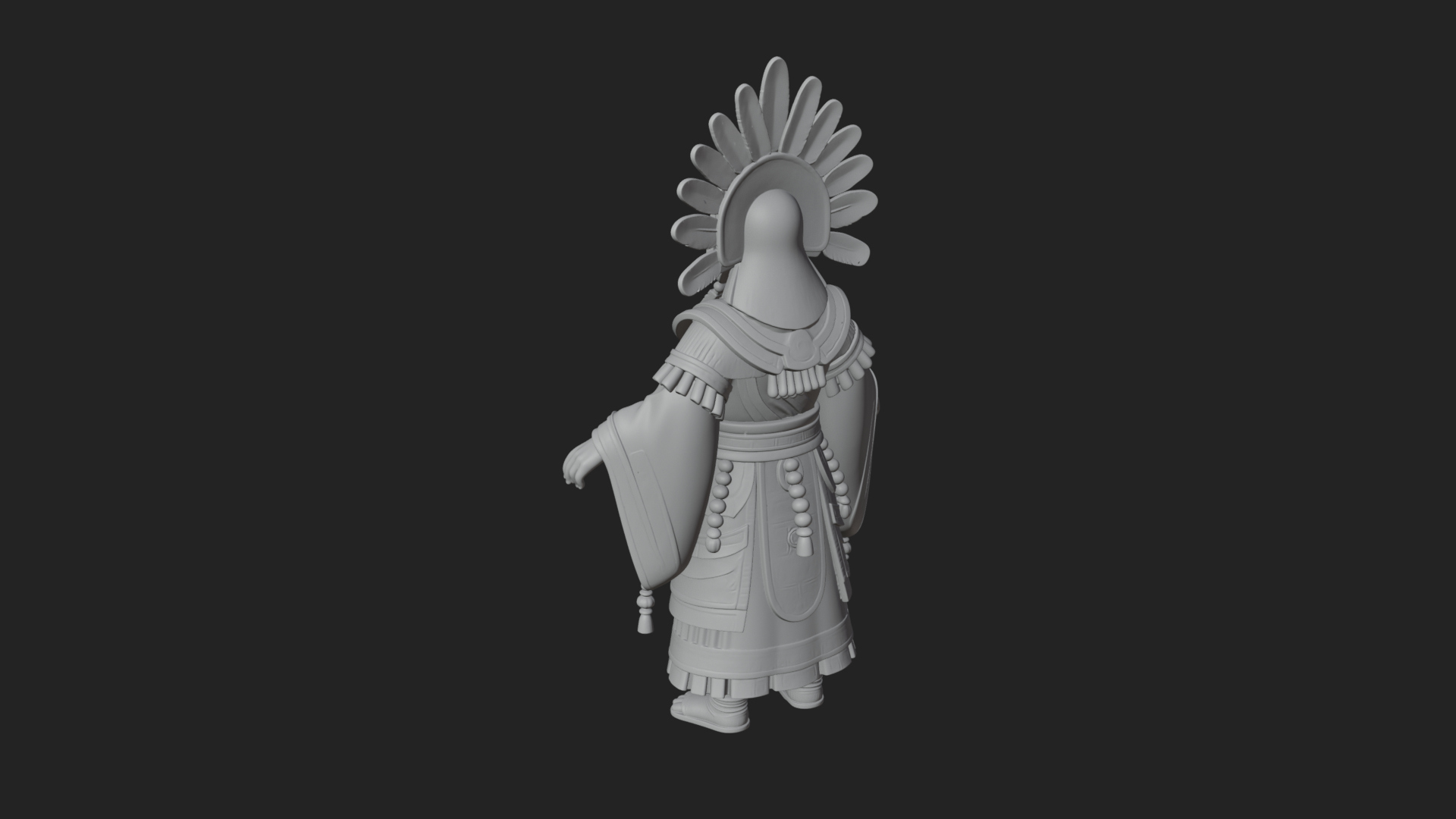 Aztec Feathered Noble Statue Design 1 3D Print Model 3D Model
