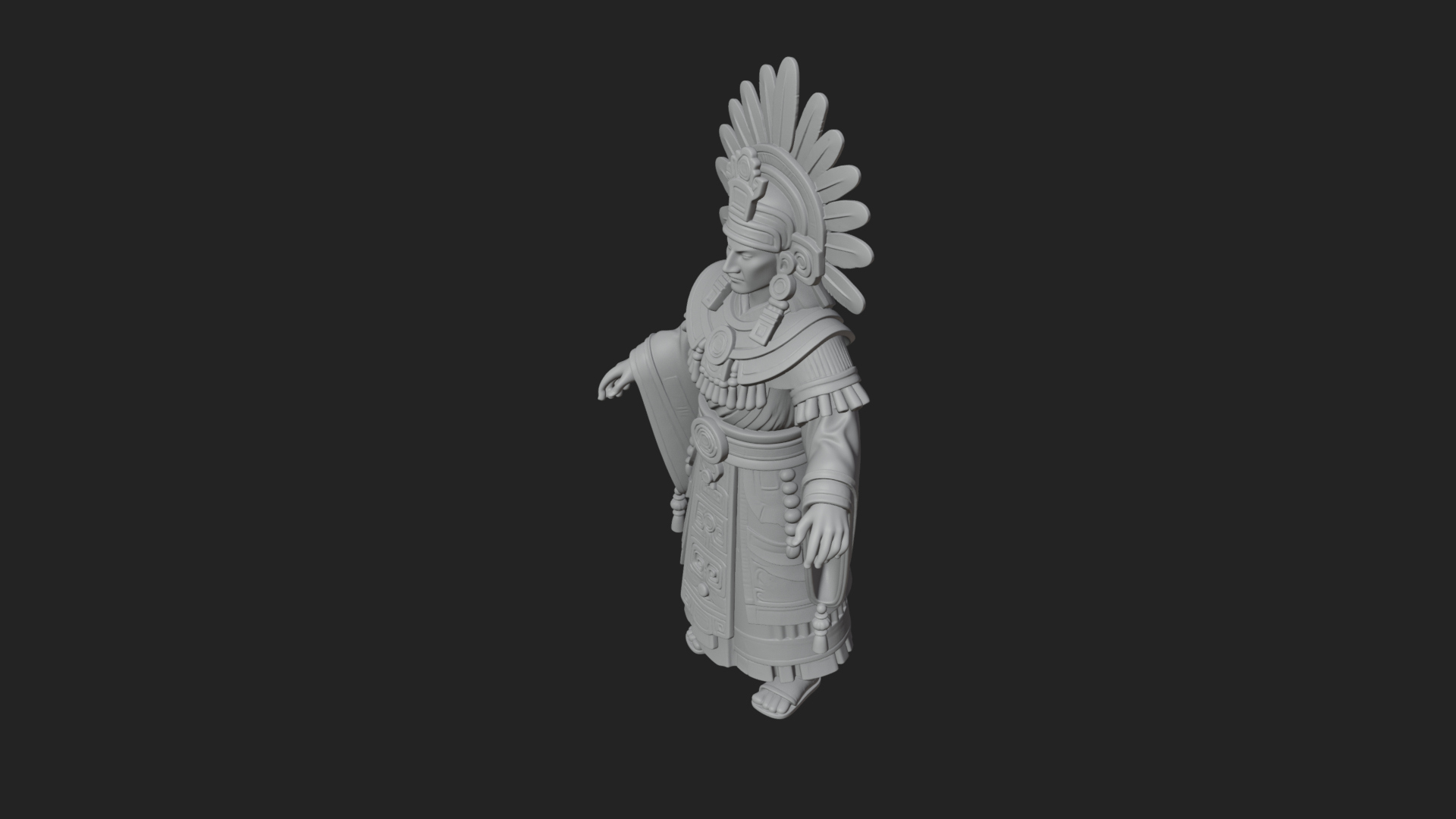 Aztec Feathered Noble Statue Design 1 3D Print Model 3D Model