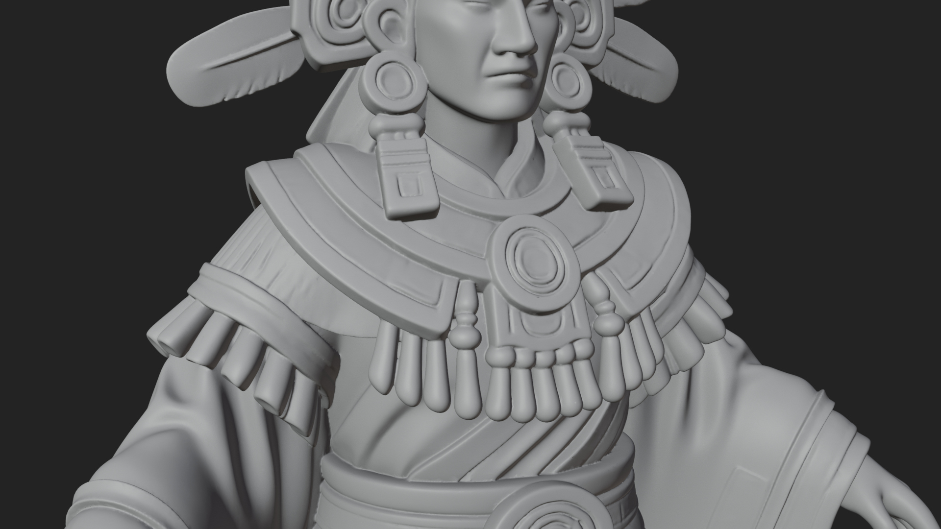 Aztec Feathered Noble Statue Design 1 3D Print Model 3D Model