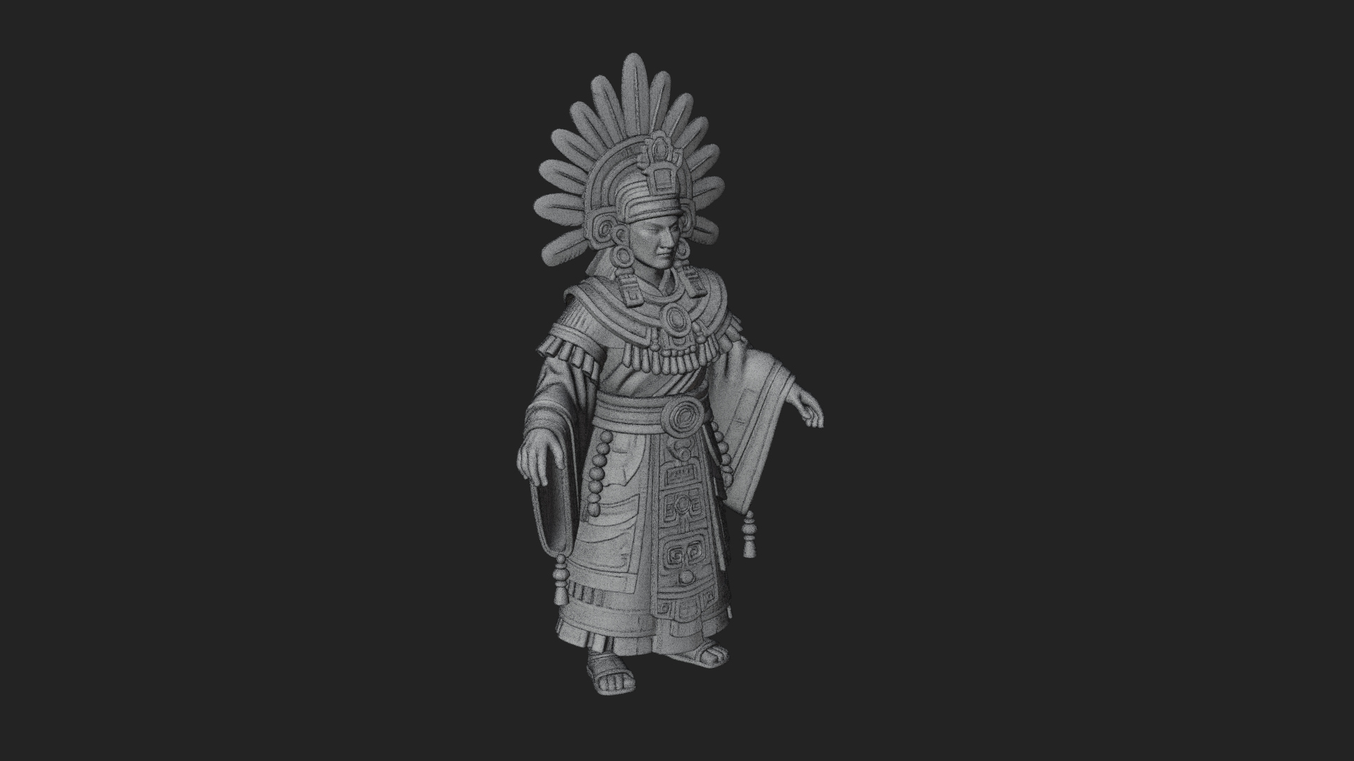 Aztec Feathered Noble Statue Design 1 3D Print Model 3D Model