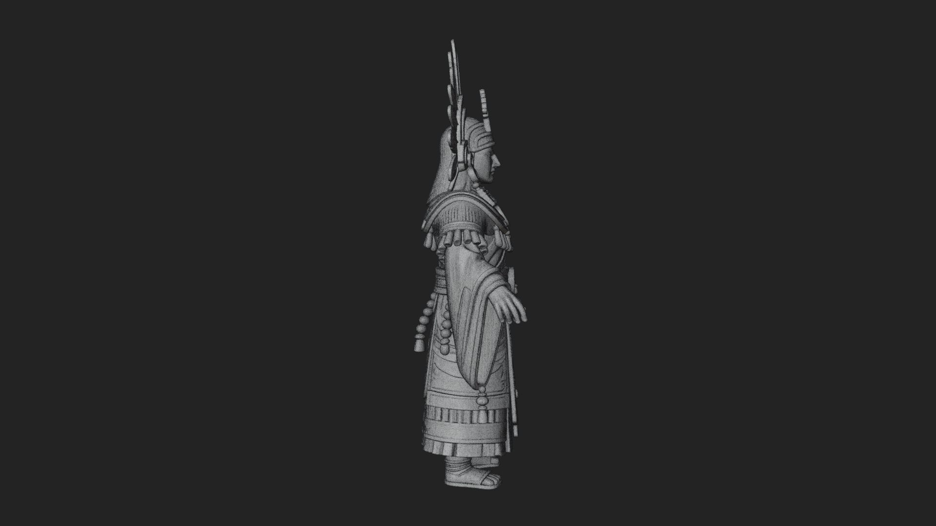 Aztec Feathered Noble Statue Design 1 3D Print Model 3D Model