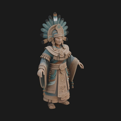 Aztec Feathered Noble Statue Design 1 3D Print Model