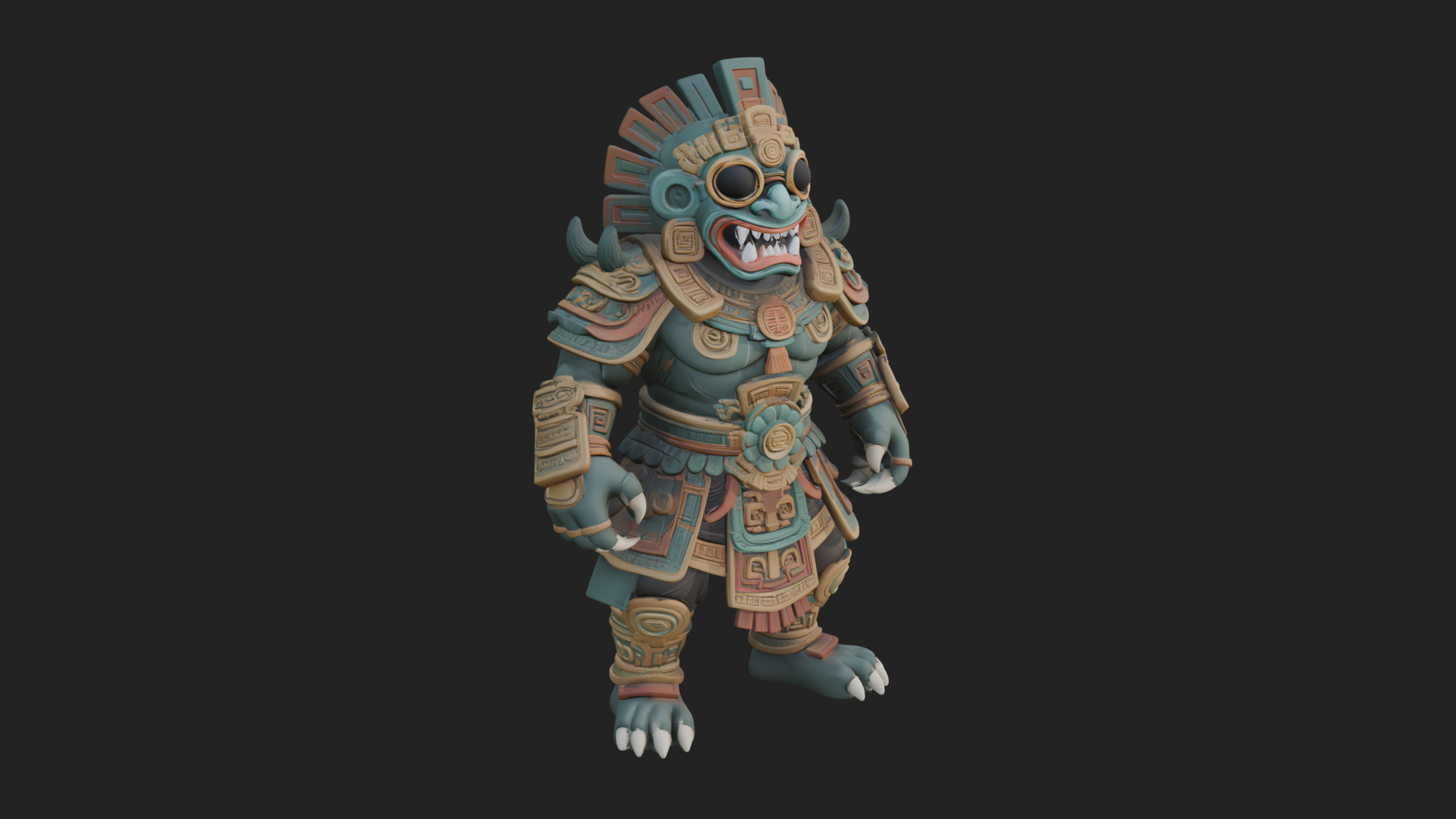 Aztec Feathered Noble Statue Design 10 3D Print Model 3D Model