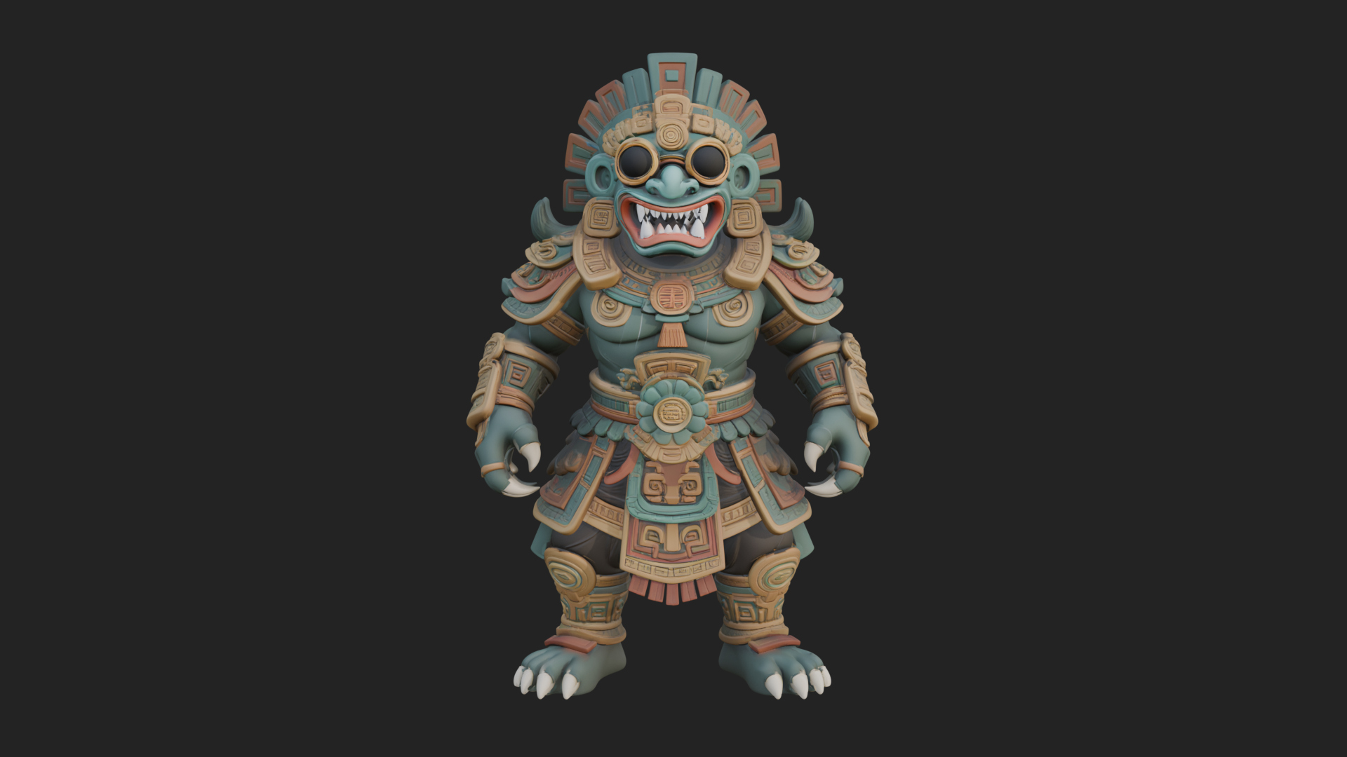 Aztec Feathered Noble Statue Design 10 3D Print Model 3D Model