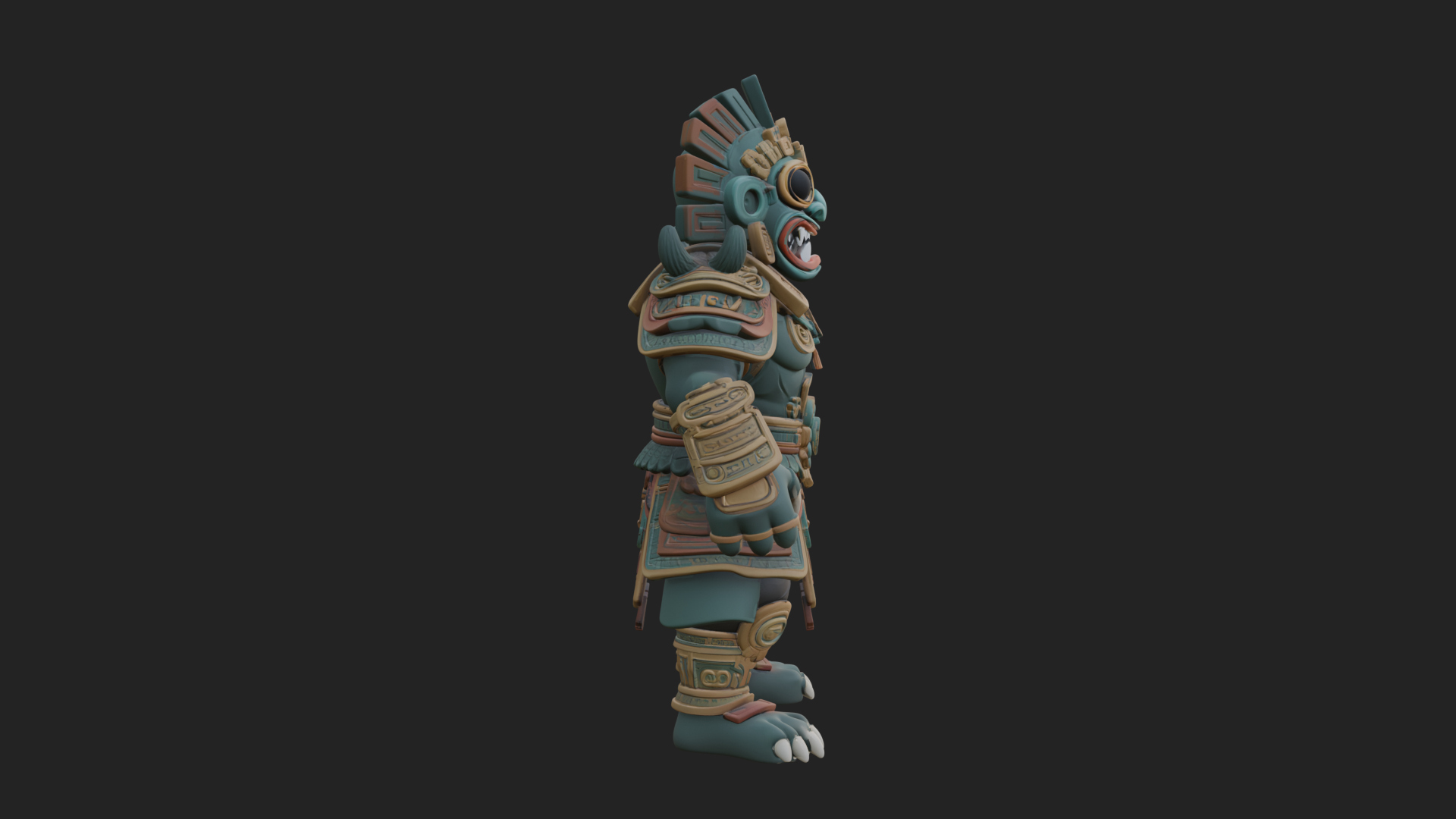 Aztec Feathered Noble Statue Design 10 3D Print Model 3D Model