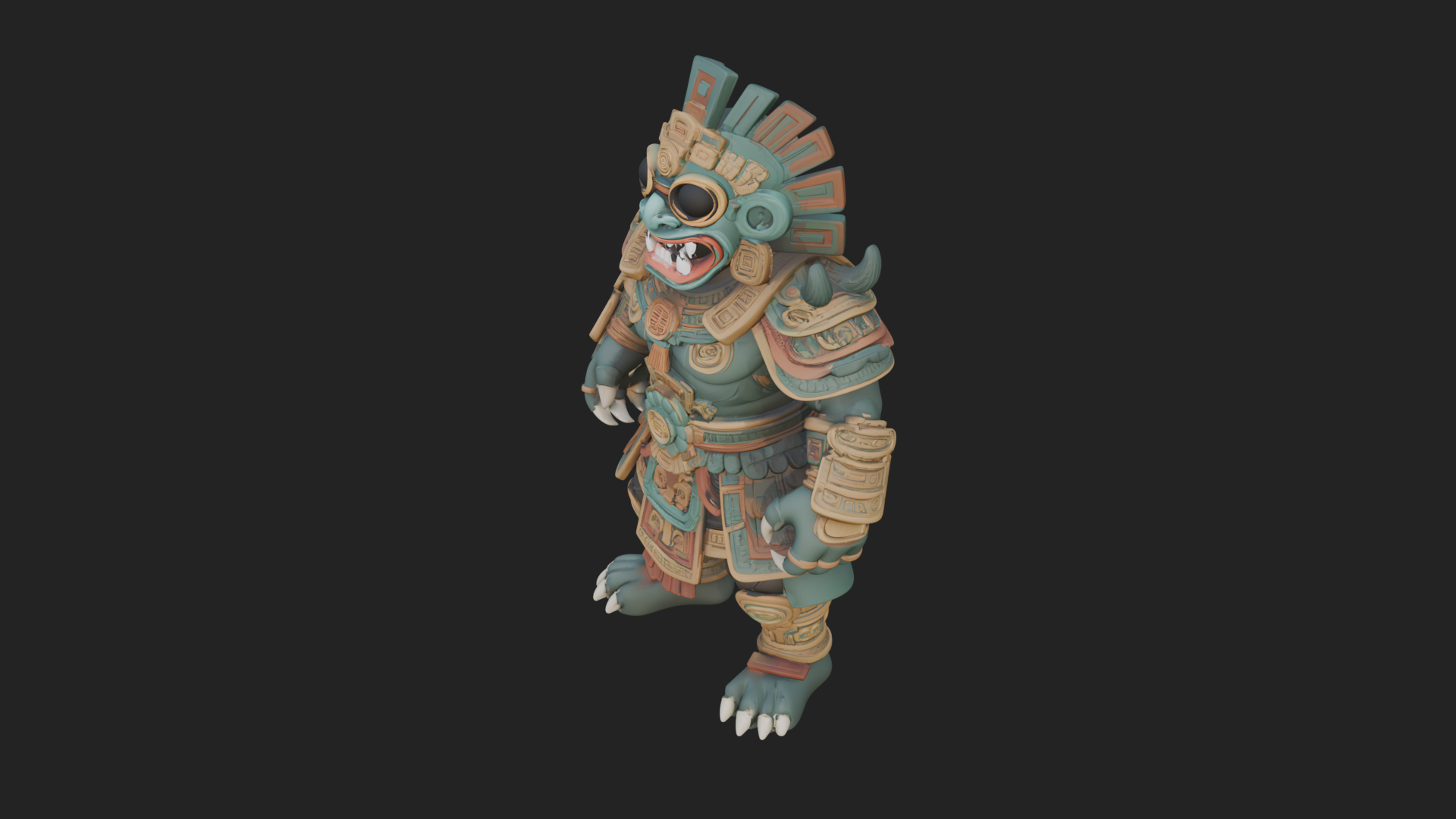 Aztec Feathered Noble Statue Design 10 3D Print Model 3D Model