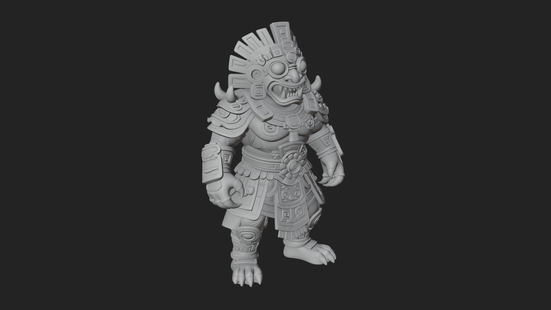 Aztec Feathered Noble Statue Design 10 3D Print Model 3D Model