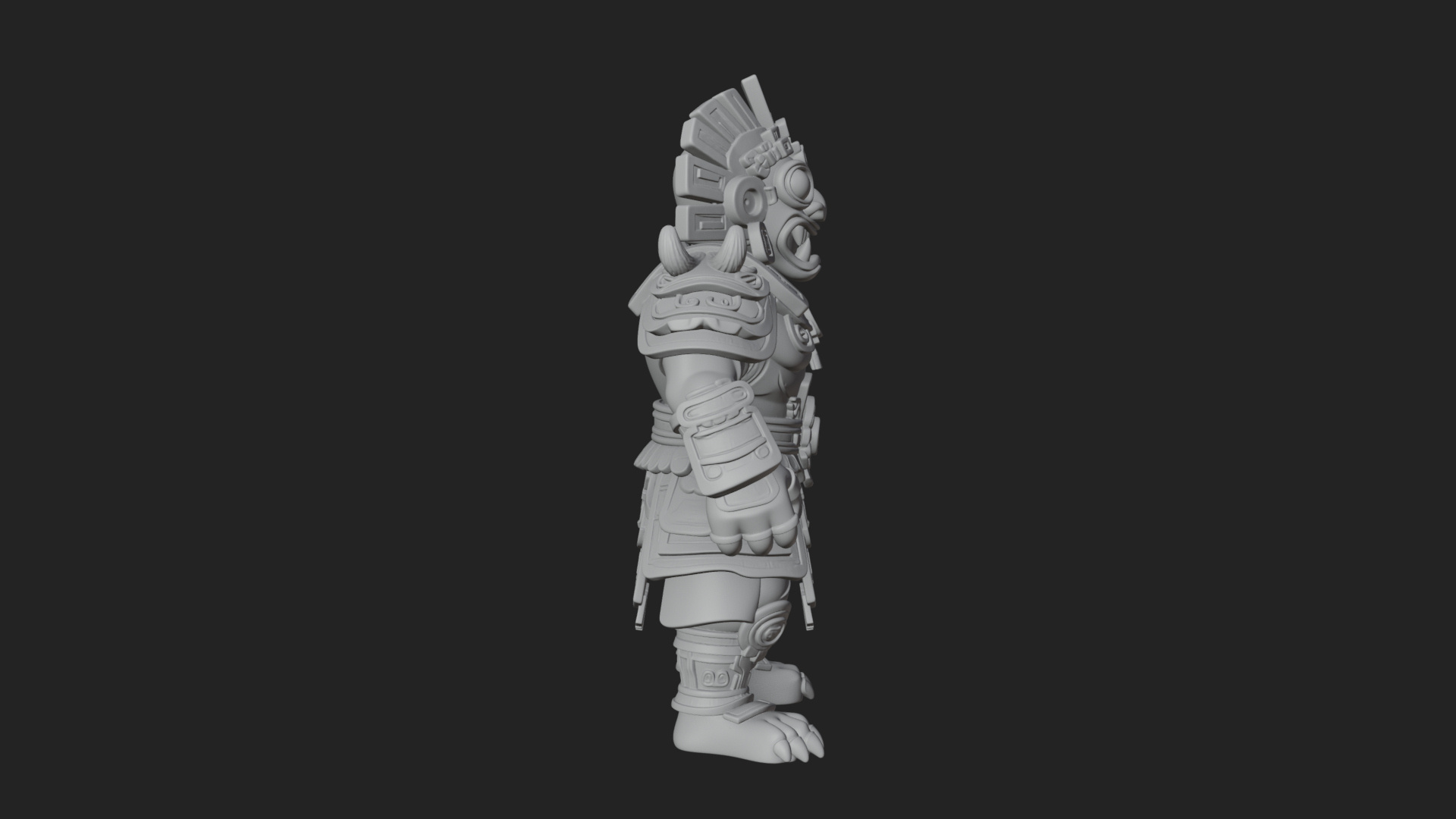 Aztec Feathered Noble Statue Design 10 3D Print Model 3D Model
