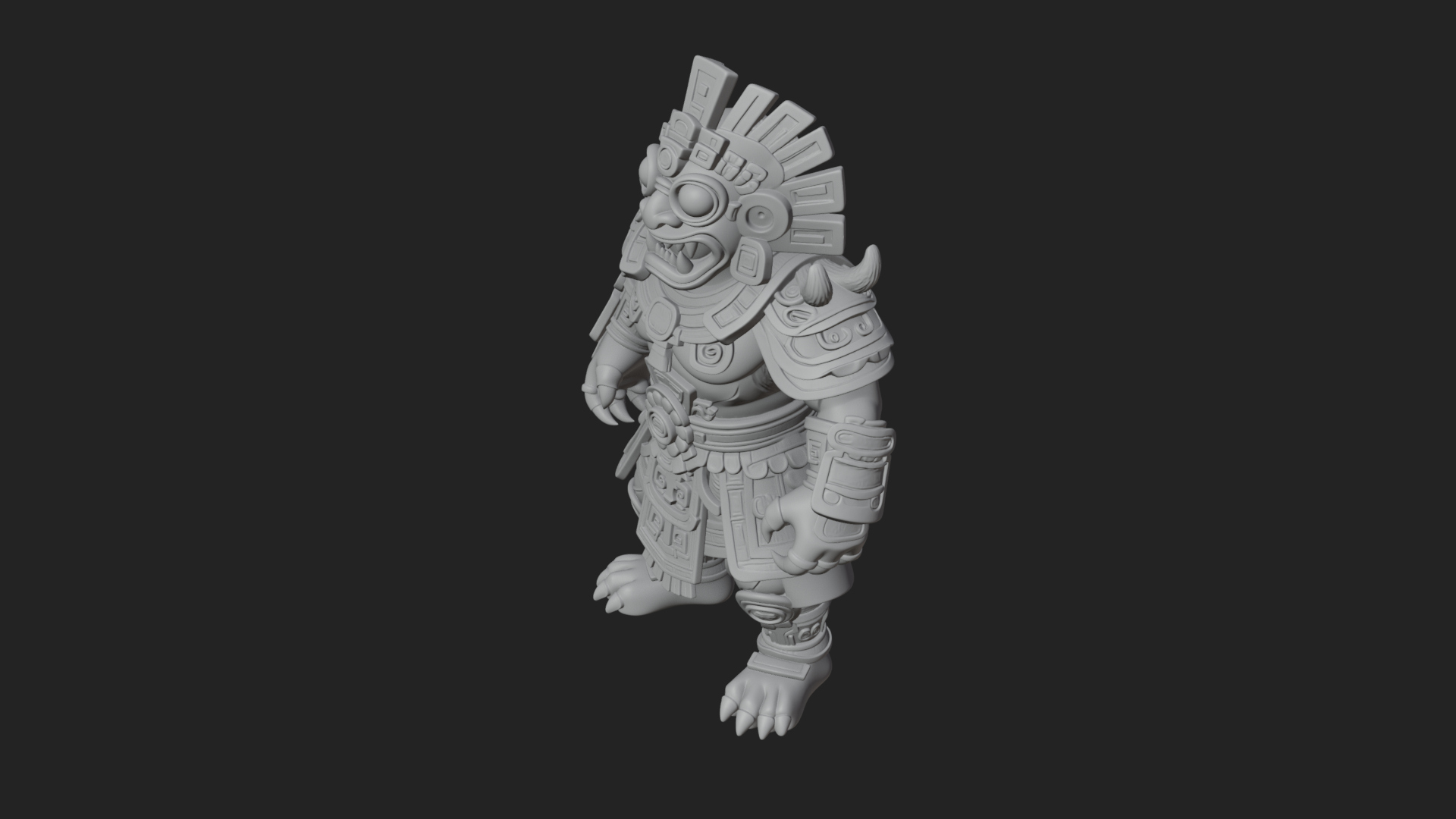 Aztec Feathered Noble Statue Design 10 3D Print Model 3D Model