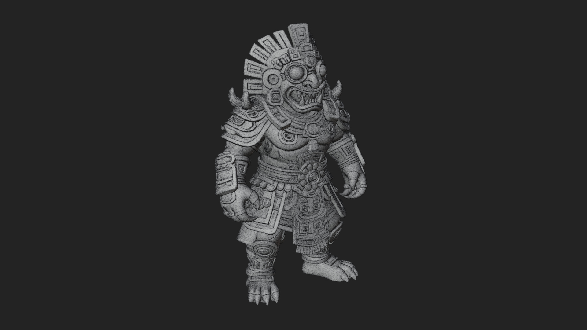 Aztec Feathered Noble Statue Design 10 3D Print Model 3D Model