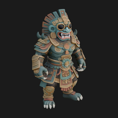 Aztec Feathered Noble Statue Design 10 3D Print Model