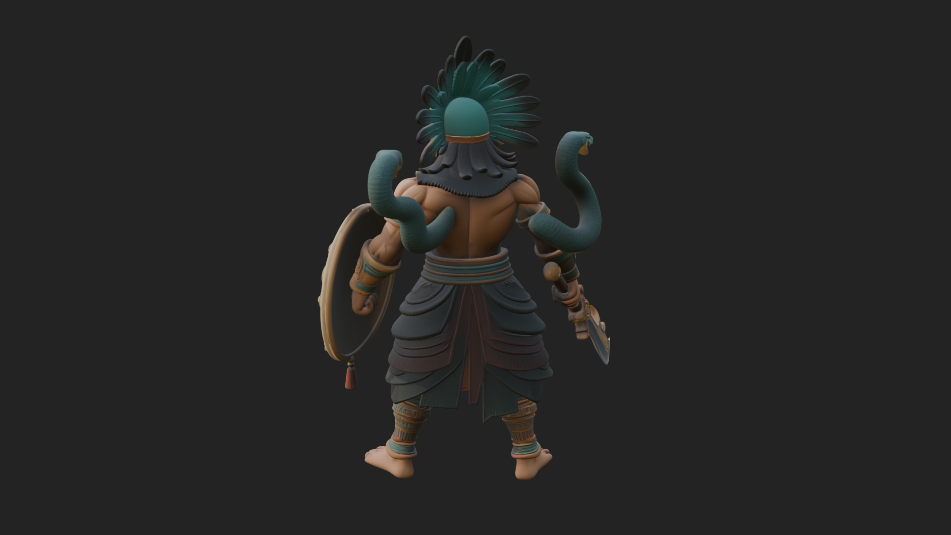 Aztec Feathered Noble Statue Design 11 3D Print Model 3D Model
