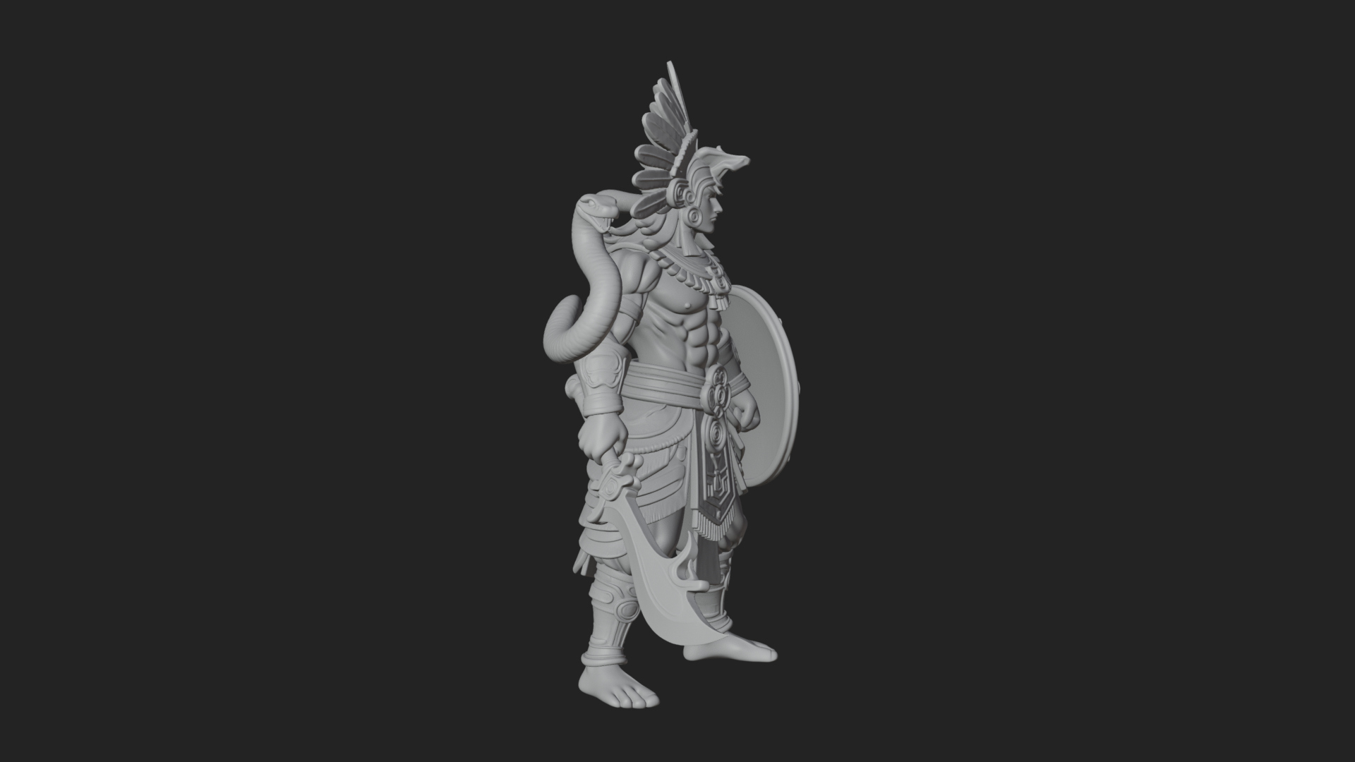 Aztec Feathered Noble Statue Design 11 3D Print Model 3D Model