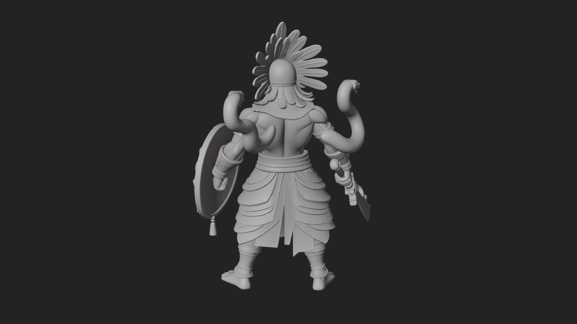 Aztec Feathered Noble Statue Design 11 3D Print Model 3D Model