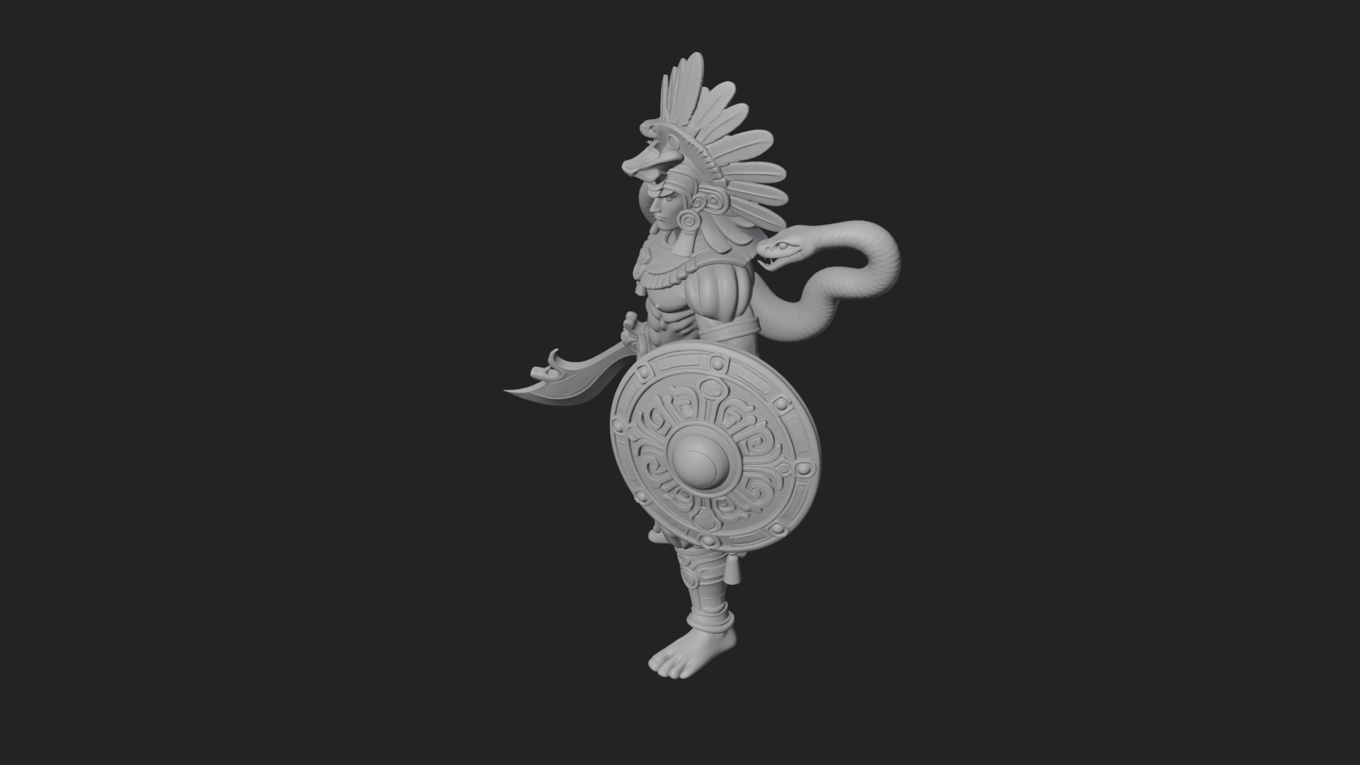 Aztec Feathered Noble Statue Design 11 3D Print Model 3D Model