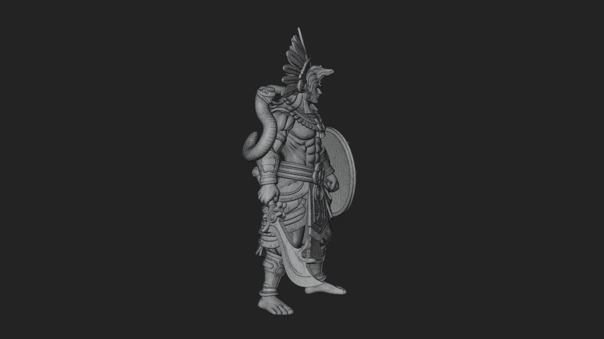 Aztec Feathered Noble Statue Design 11 3D Print Model 3D Model