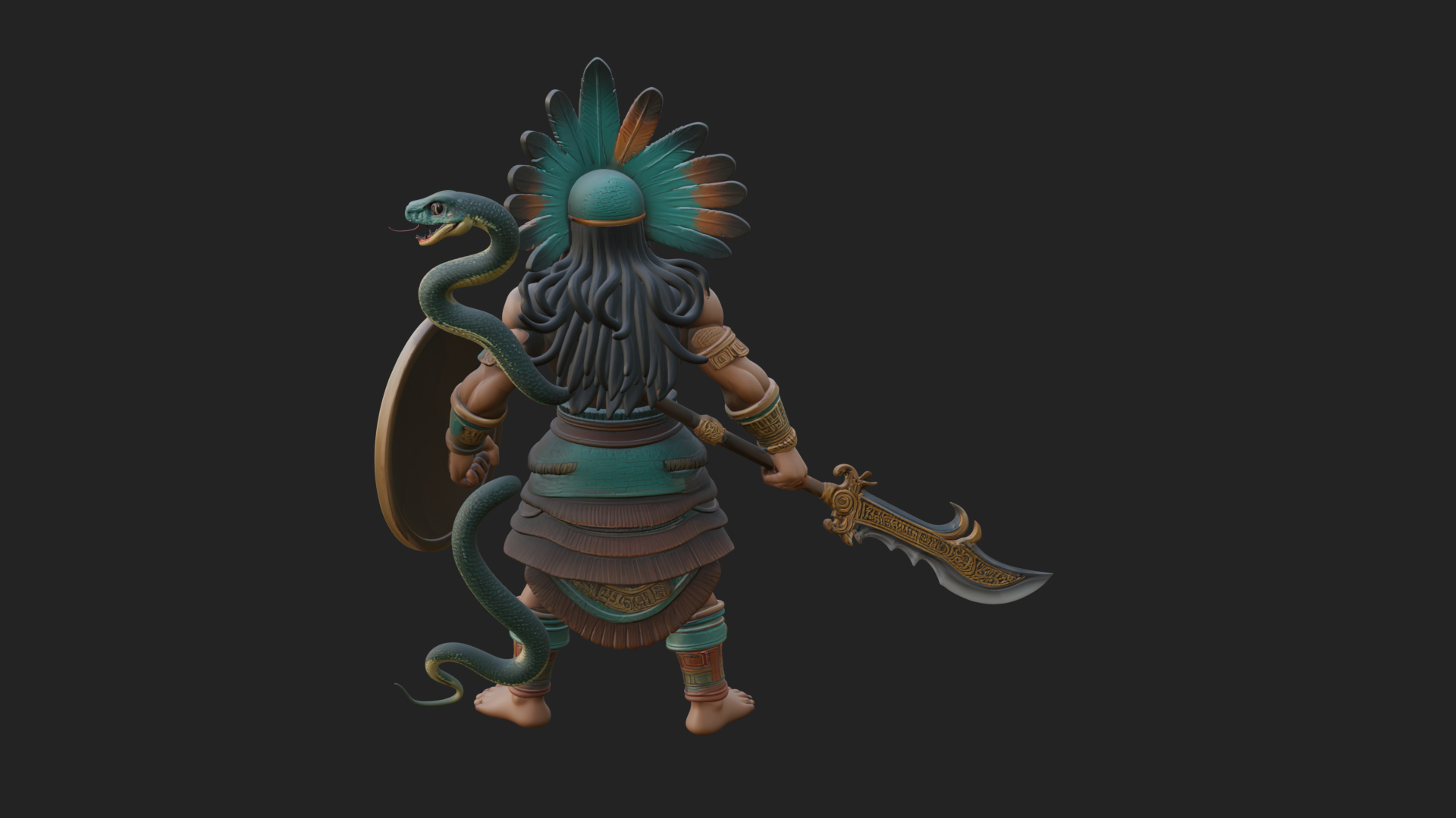 Aztec Feathered Noble Statue Design 12 3D Print Model 3D Model
