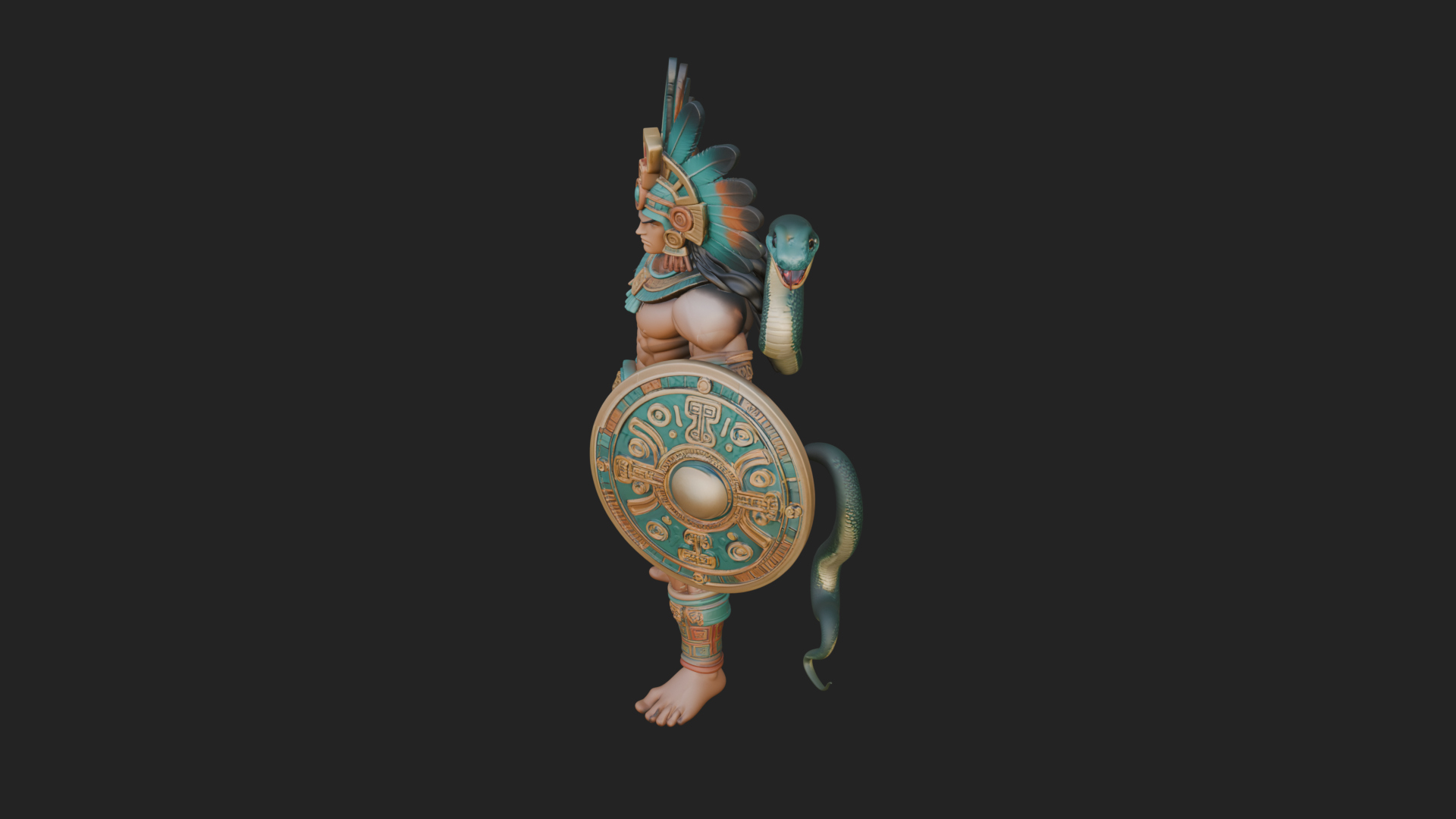 Aztec Feathered Noble Statue Design 12 3D Print Model 3D Model
