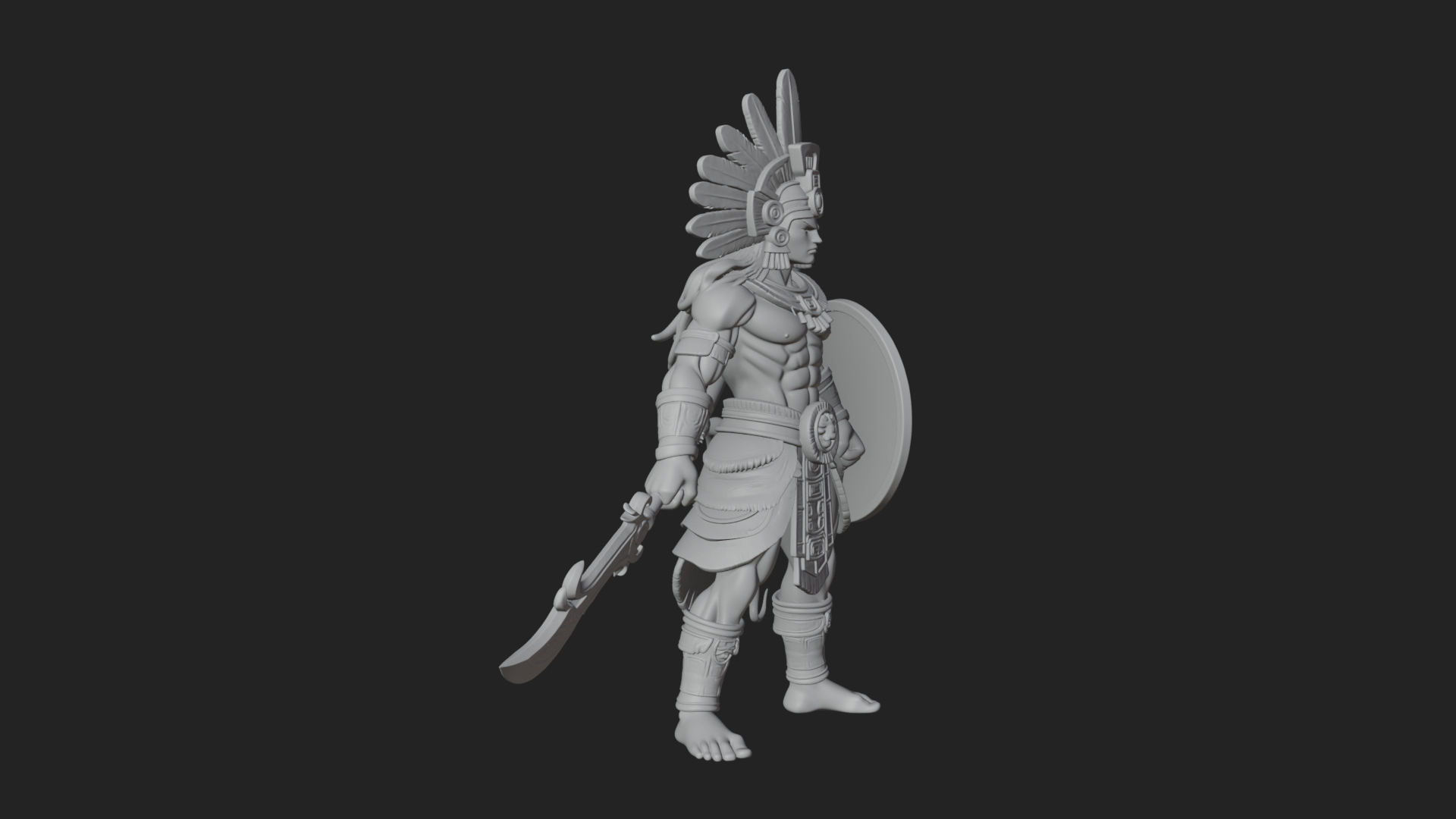 Aztec Feathered Noble Statue Design 12 3D Print Model 3D Model