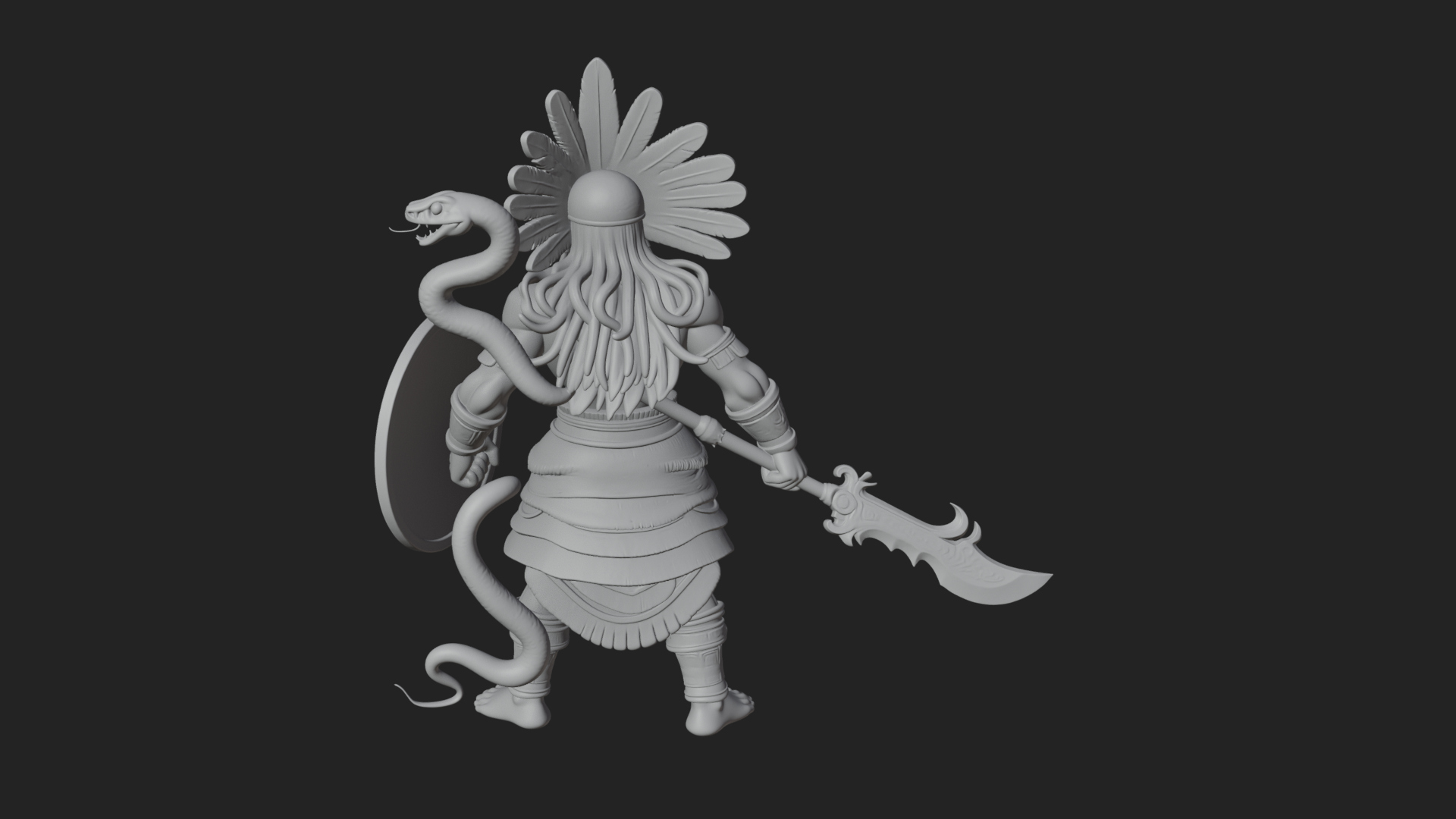 Aztec Feathered Noble Statue Design 12 3D Print Model 3D Model