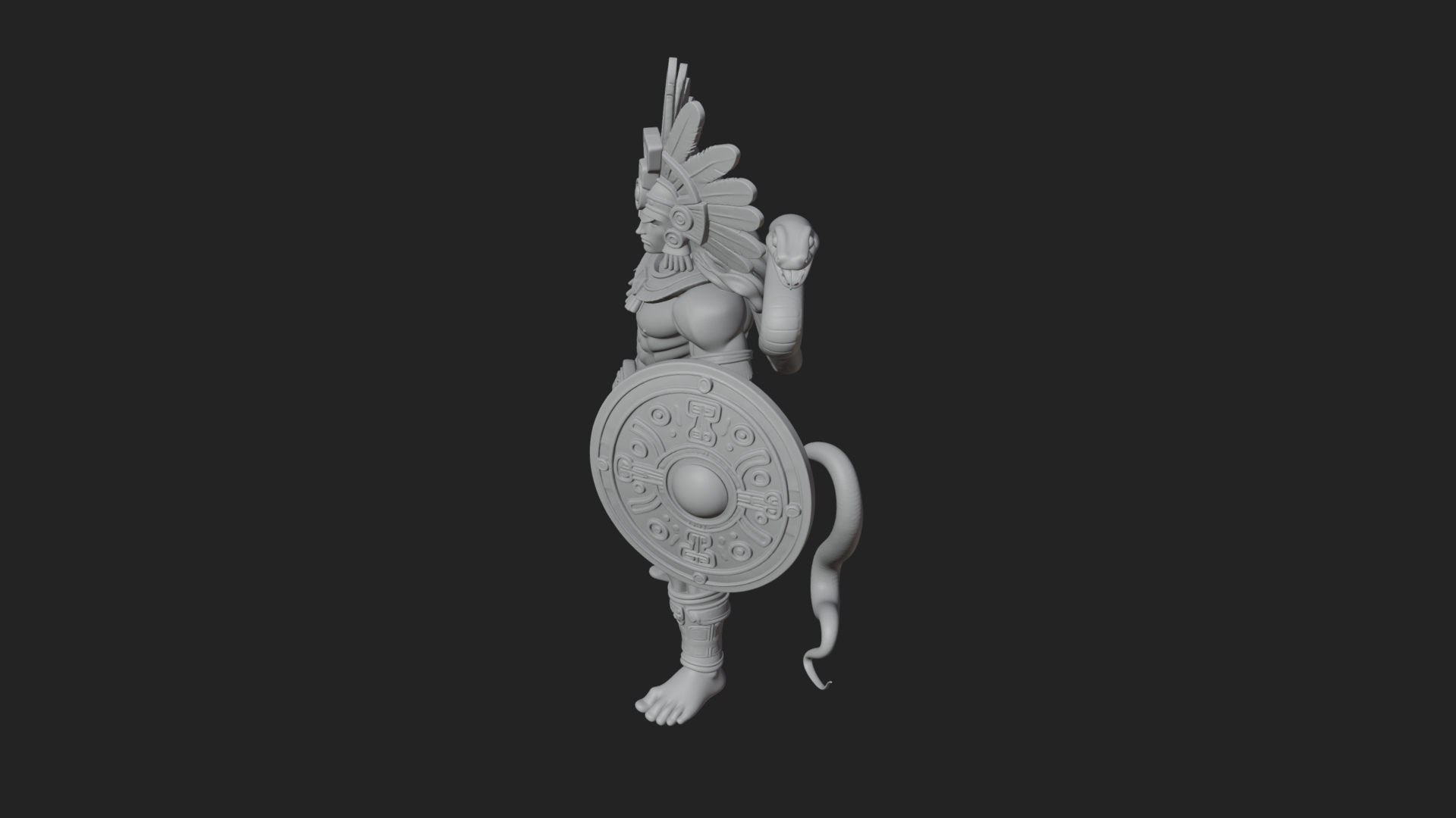 Aztec Feathered Noble Statue Design 12 3D Print Model 3D Model