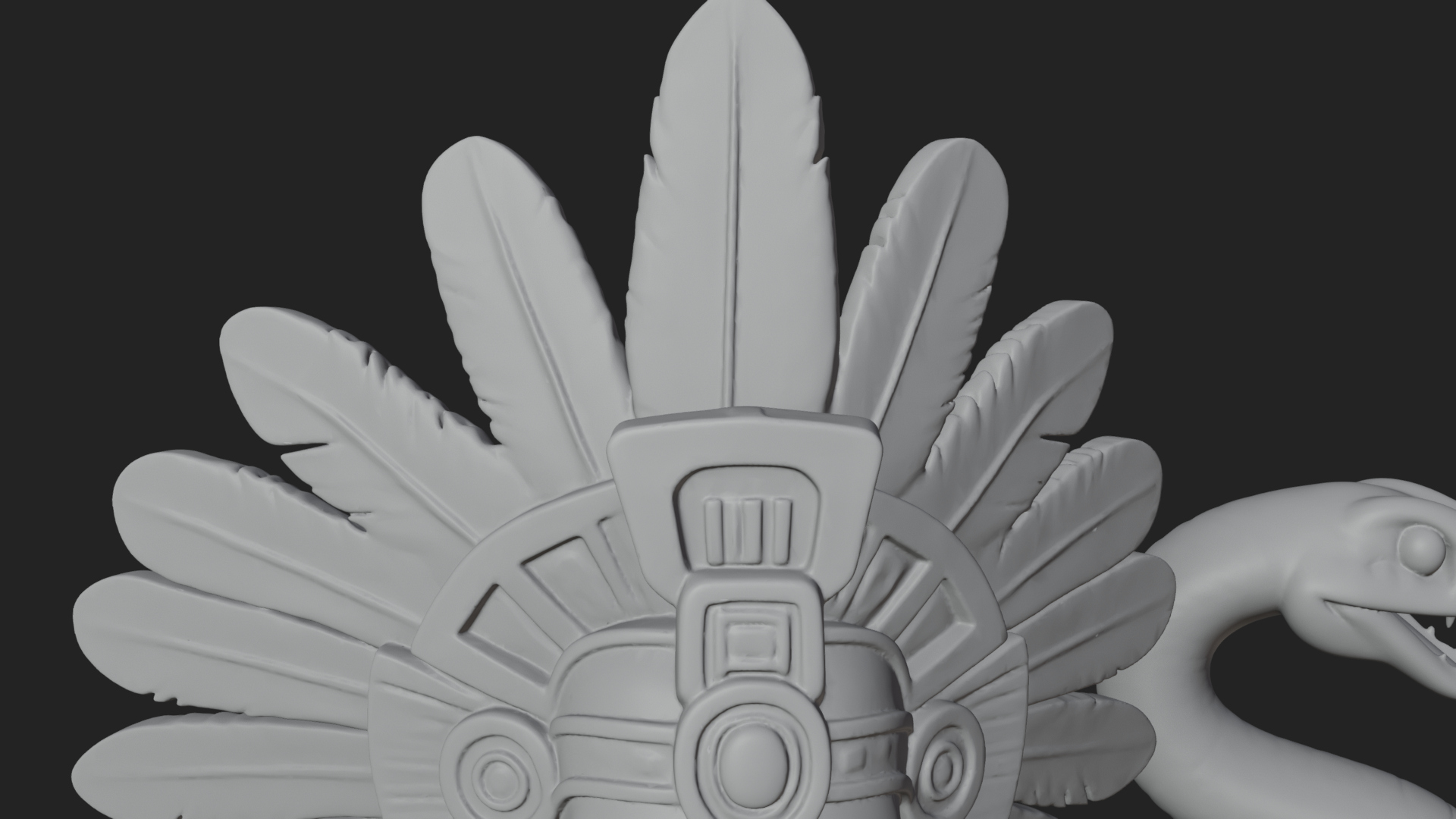 Aztec Feathered Noble Statue Design 12 3D Print Model 3D Model