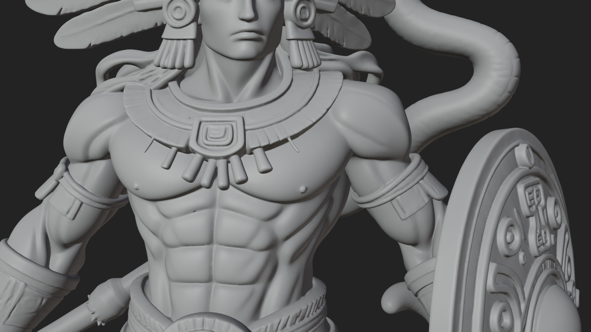 Aztec Feathered Noble Statue Design 12 3D Print Model 3D Model